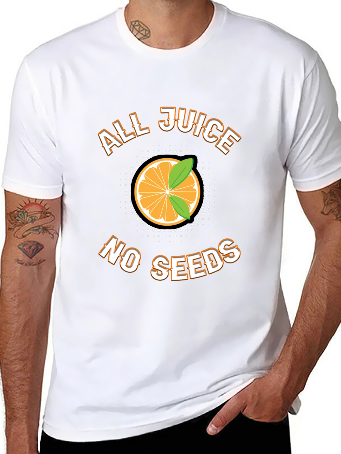 All Juice No Seeds Funny Fruit Graphic T-Shirt