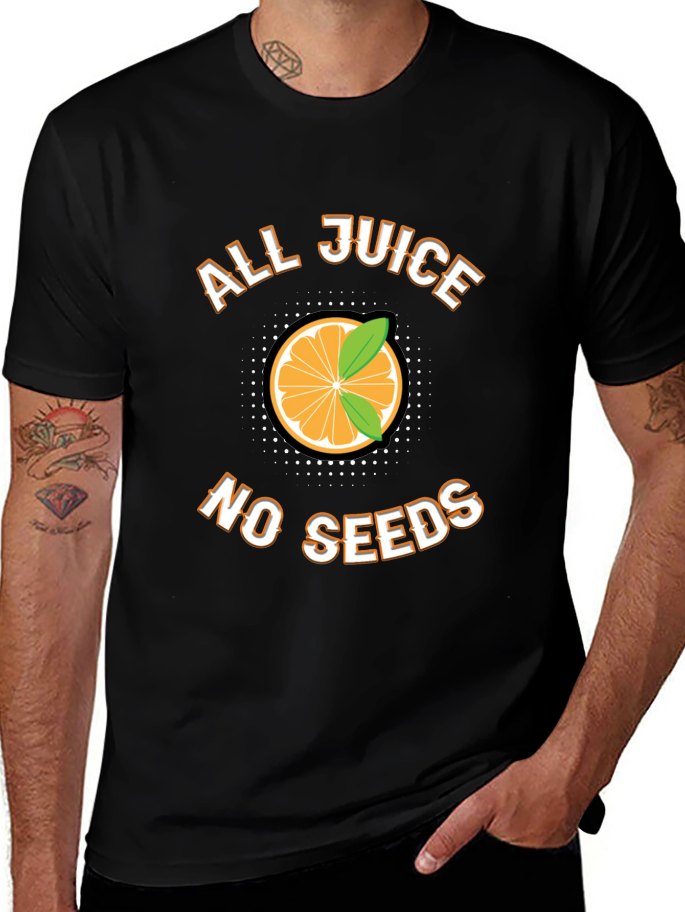 All Juice No Seeds Funny Fruit Graphic T-Shirt