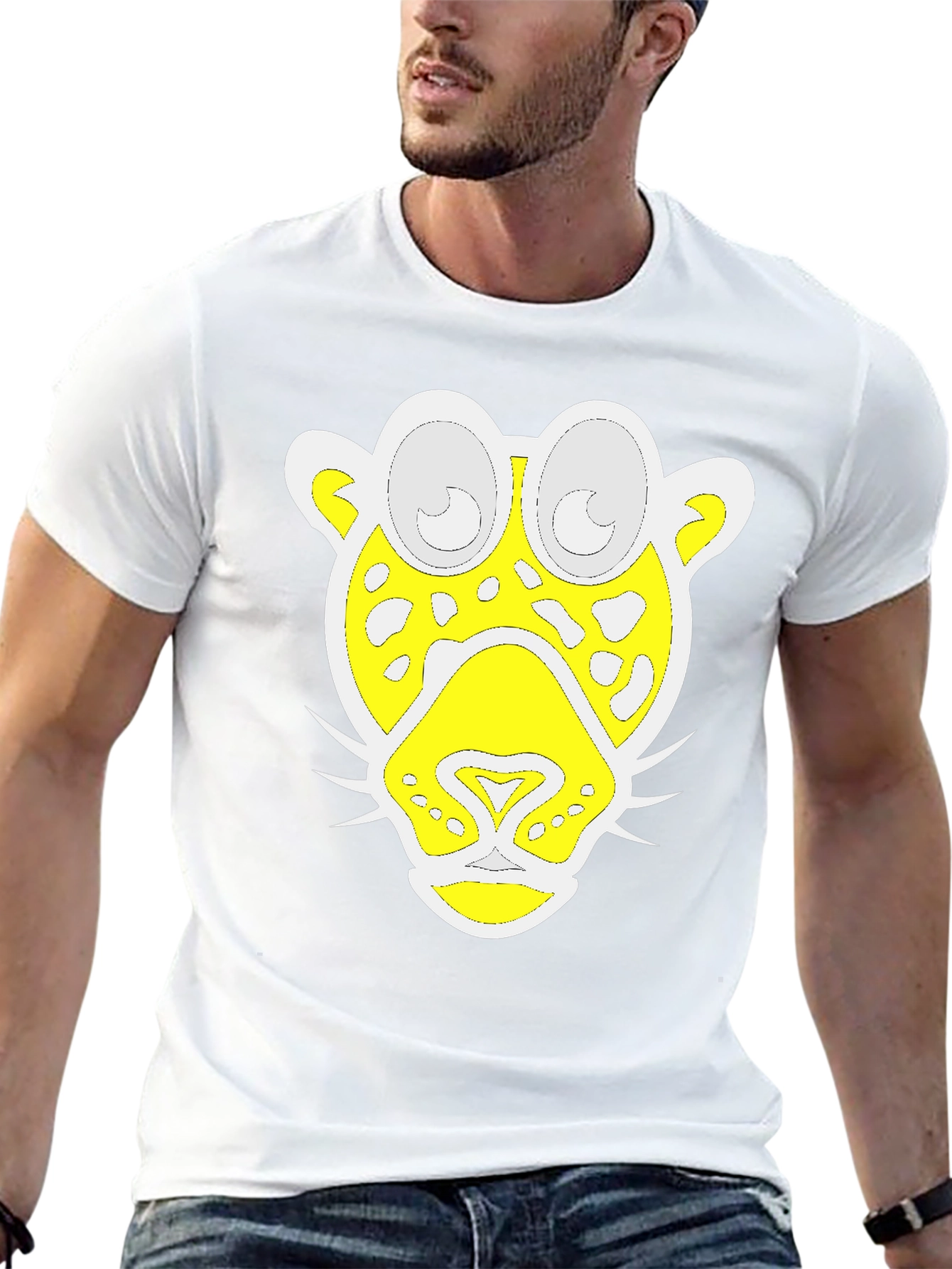 Funky Leopard Graphic Tee - Black Cotton T-Shirt