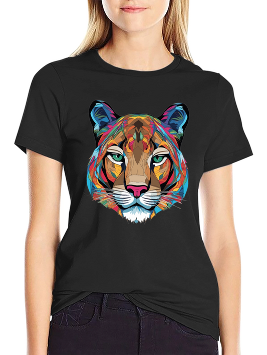 Geometric Cougar Graphic T-Shirt - Mens Black Tee