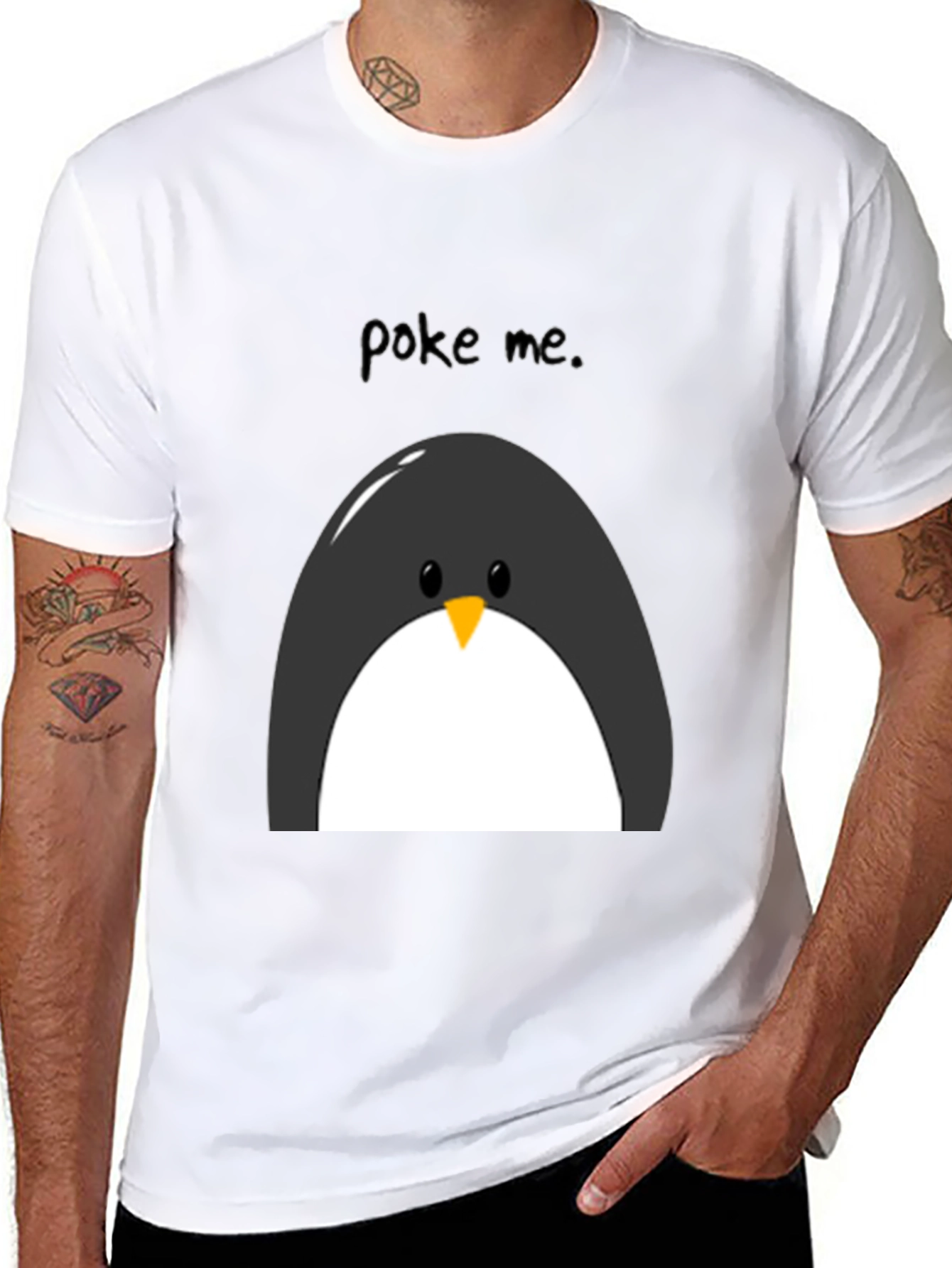 Poke Me Penguin Graphic Tee - Black