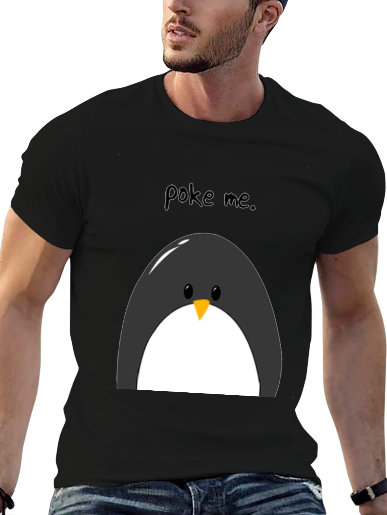 Poke Me Penguin Graphic Tee - Black
