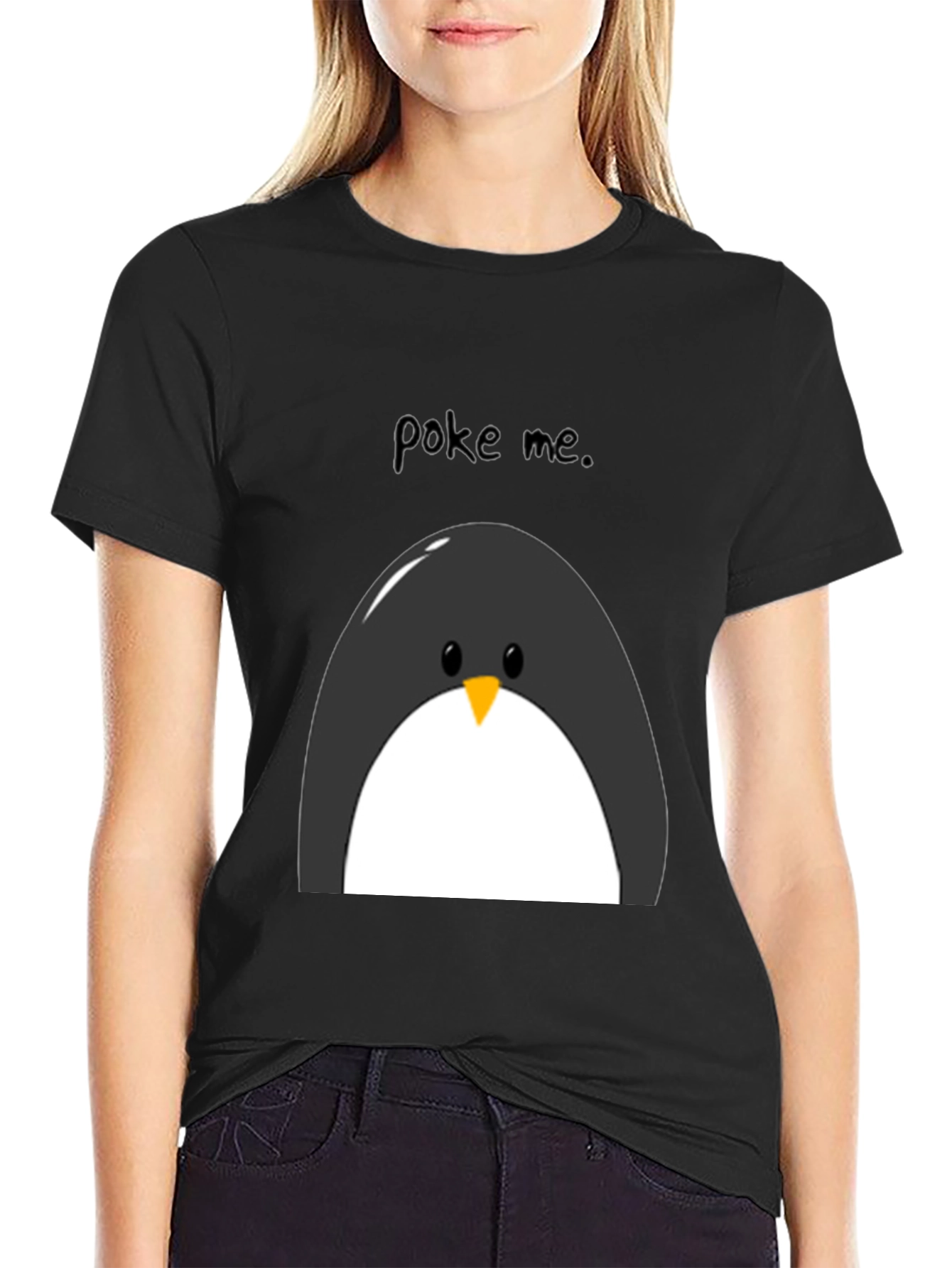 Poke Me Penguin Graphic Tee - Black