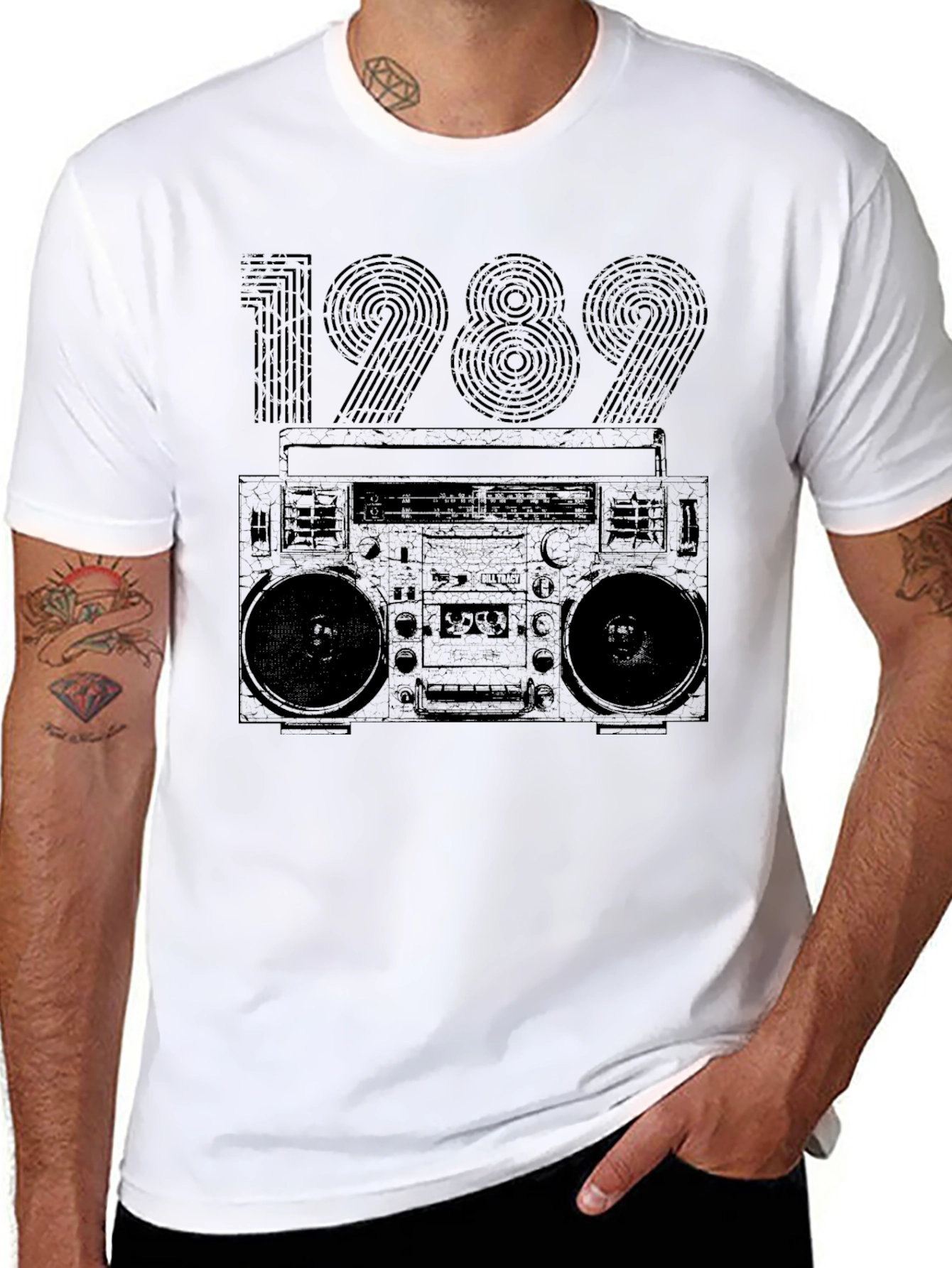 1989 Boombox Graphic T-Shirt - Retro Style