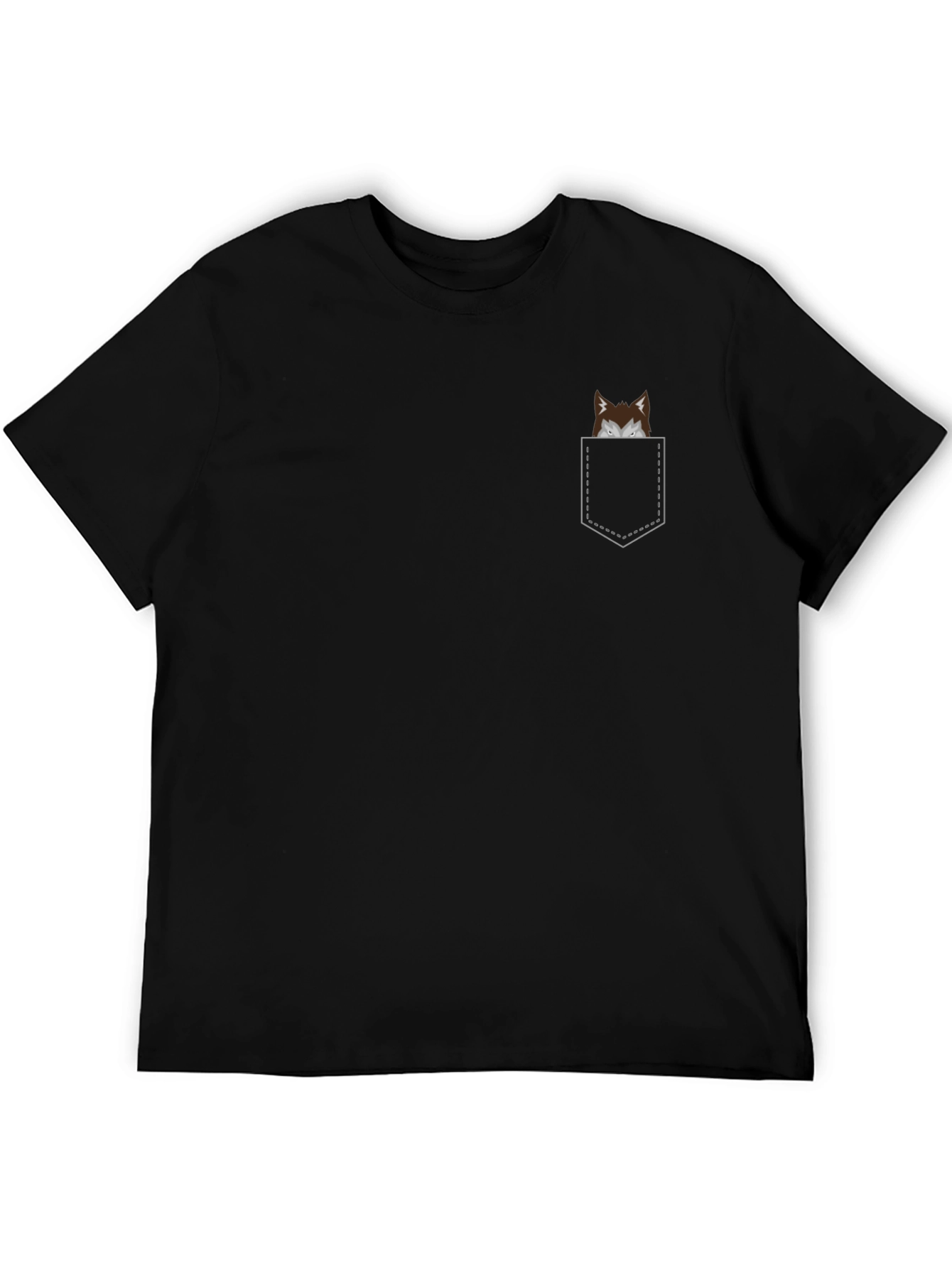Mens Black T-Shirt with Novelty Pocket Print