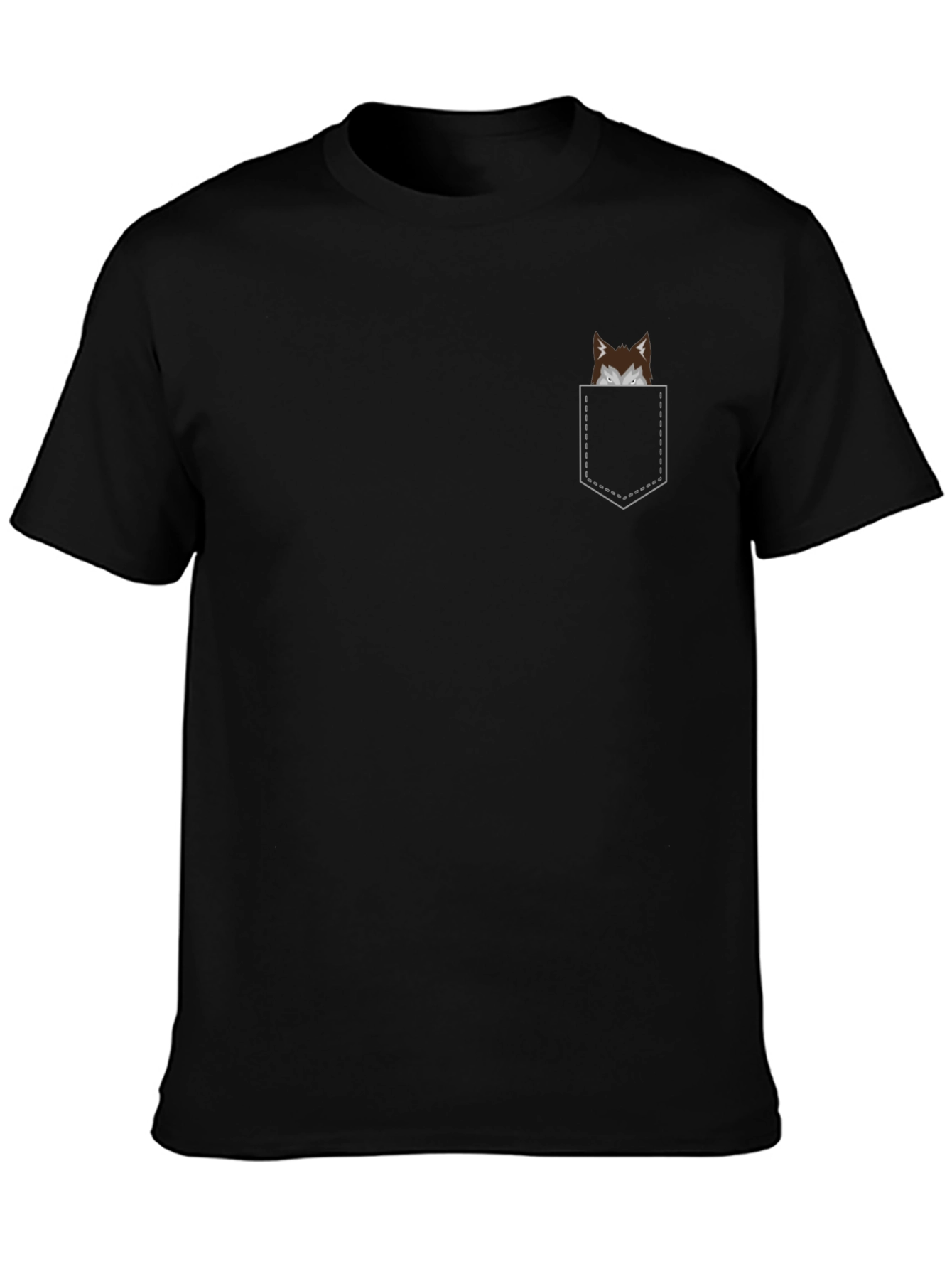 Mens Black T-Shirt with Novelty Pocket Print
