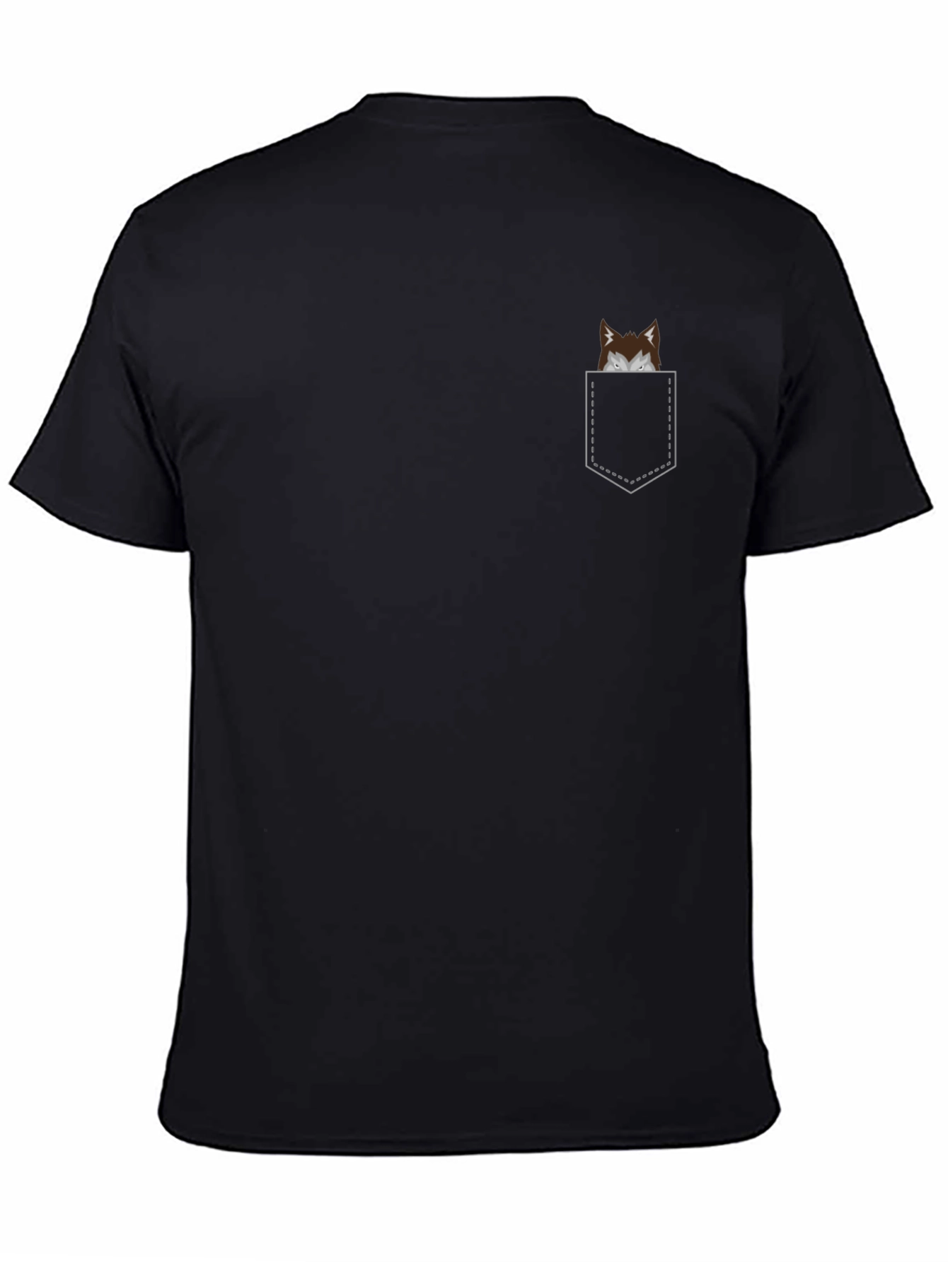 Mens Black T-Shirt with Novelty Pocket Print