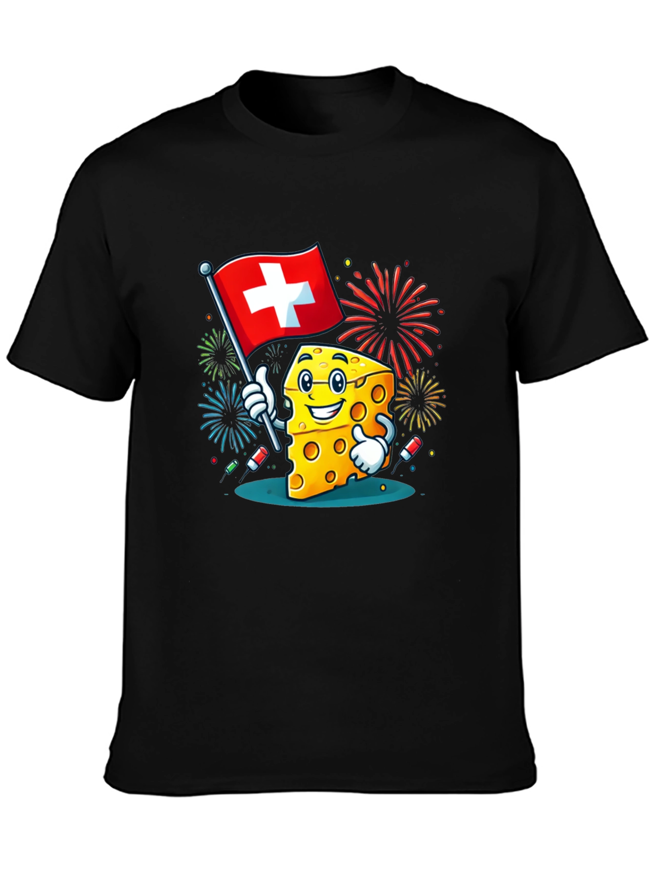 Swiss Cheese Cartoon Graphic T-Shirt