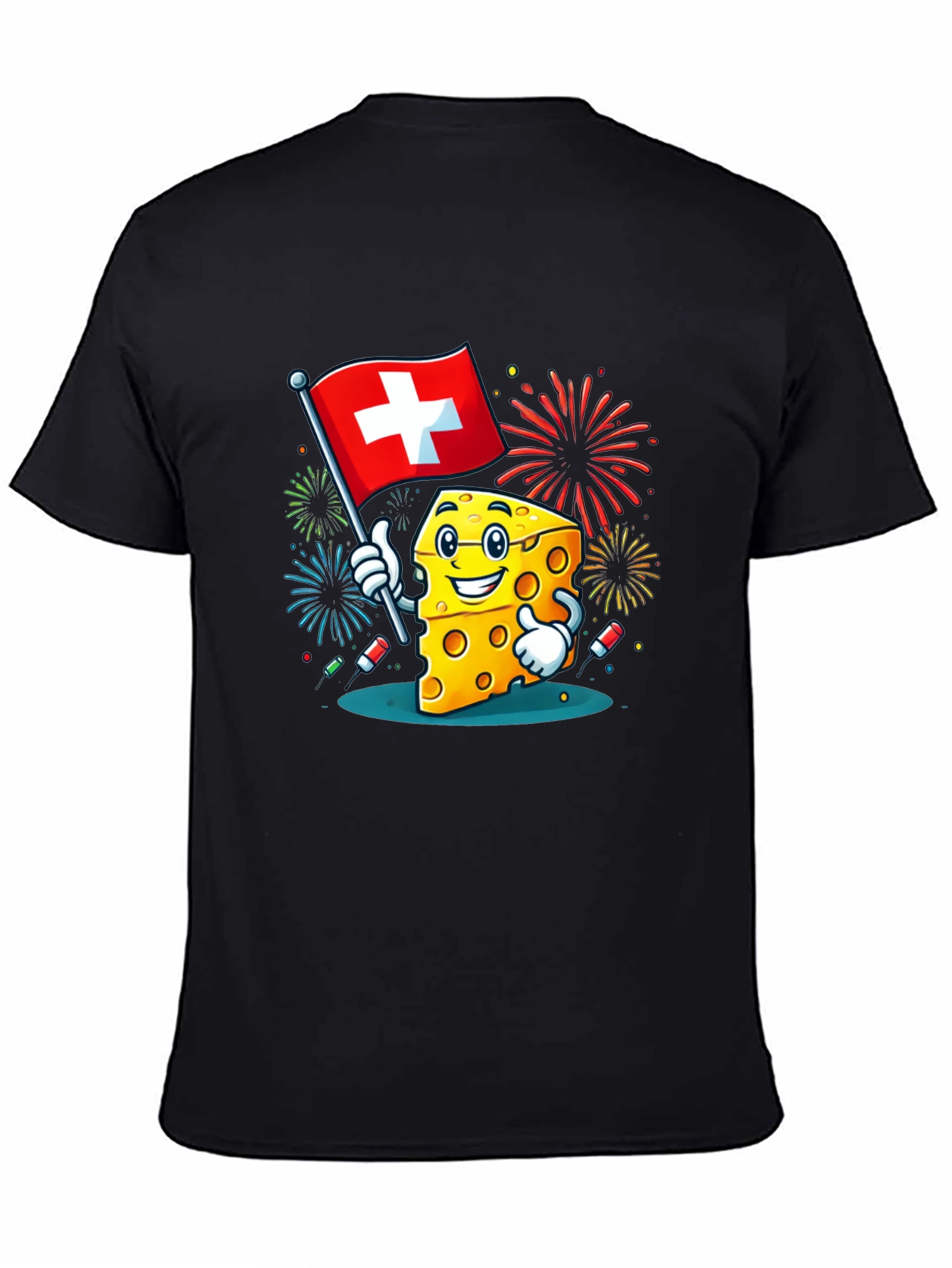 Swiss Cheese Cartoon Graphic T-Shirt
