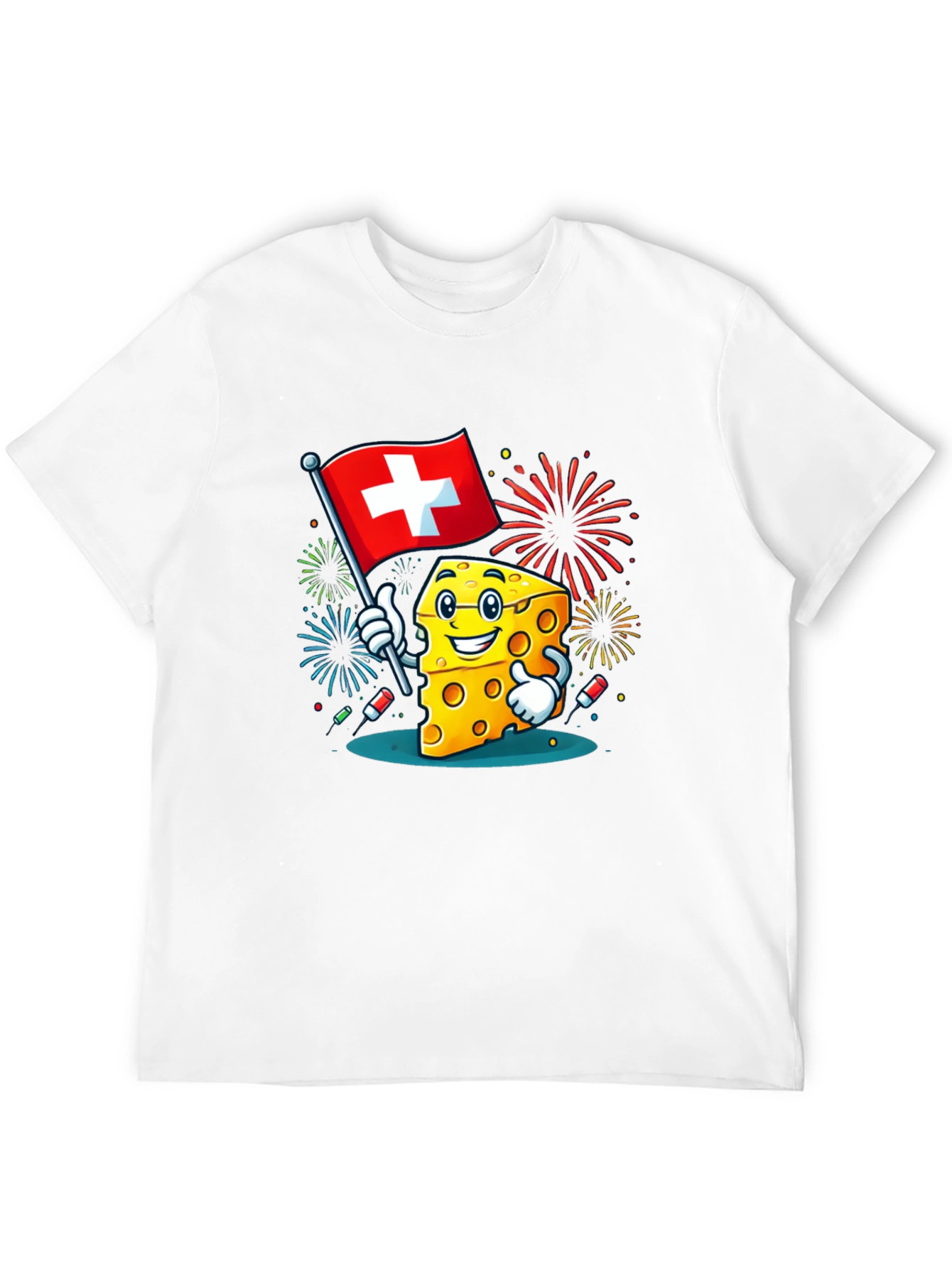 Swiss Cheese Cartoon Graphic T-Shirt