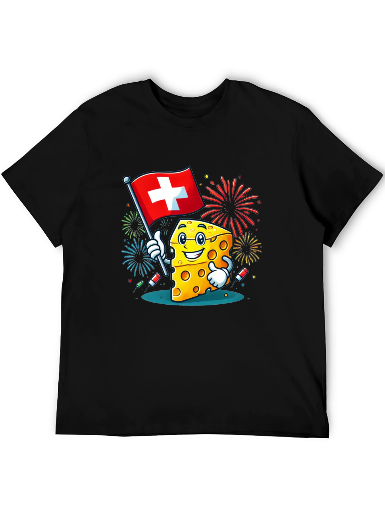 Swiss Cheese Cartoon Graphic T-Shirt