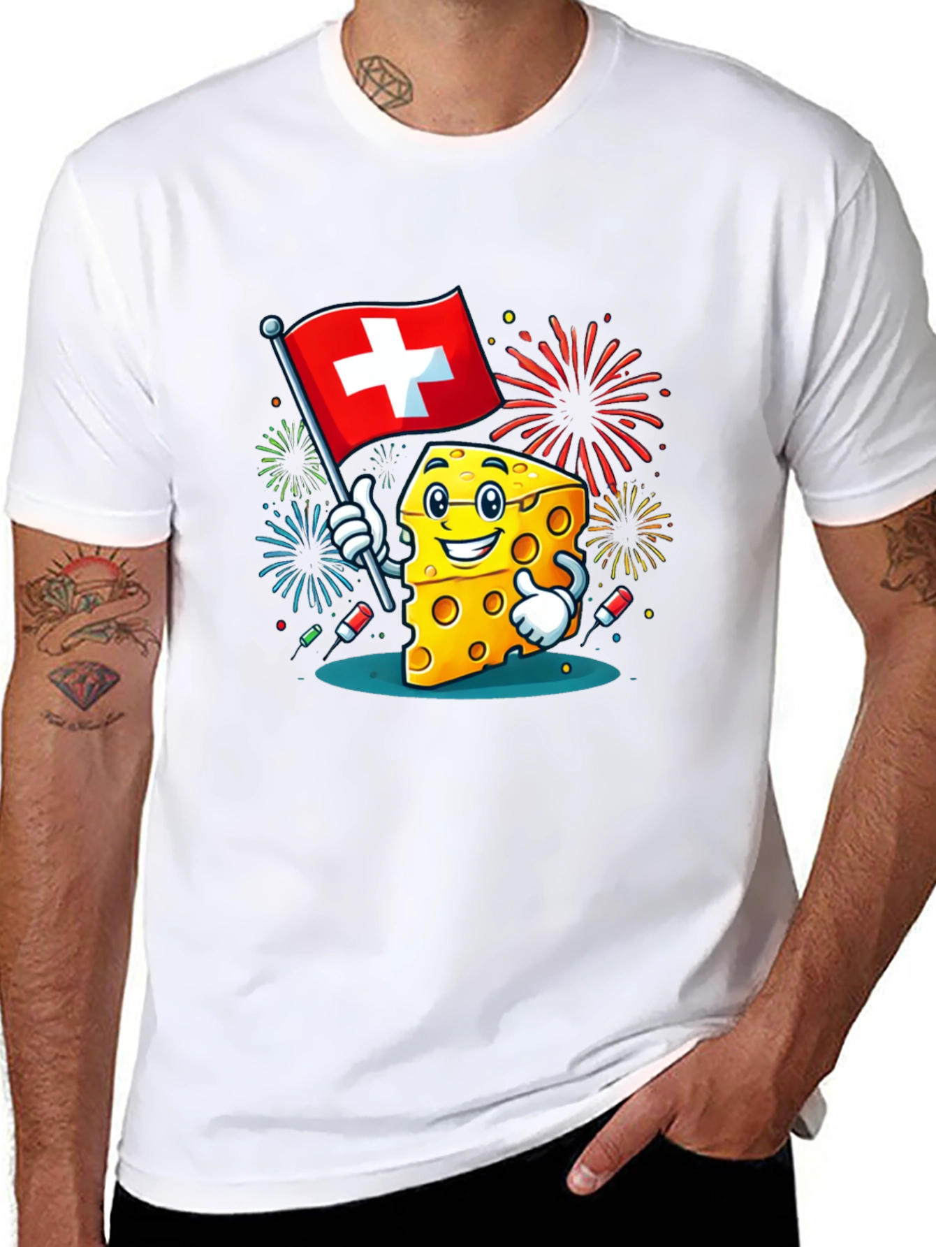 Swiss Cheese Cartoon Graphic T-Shirt