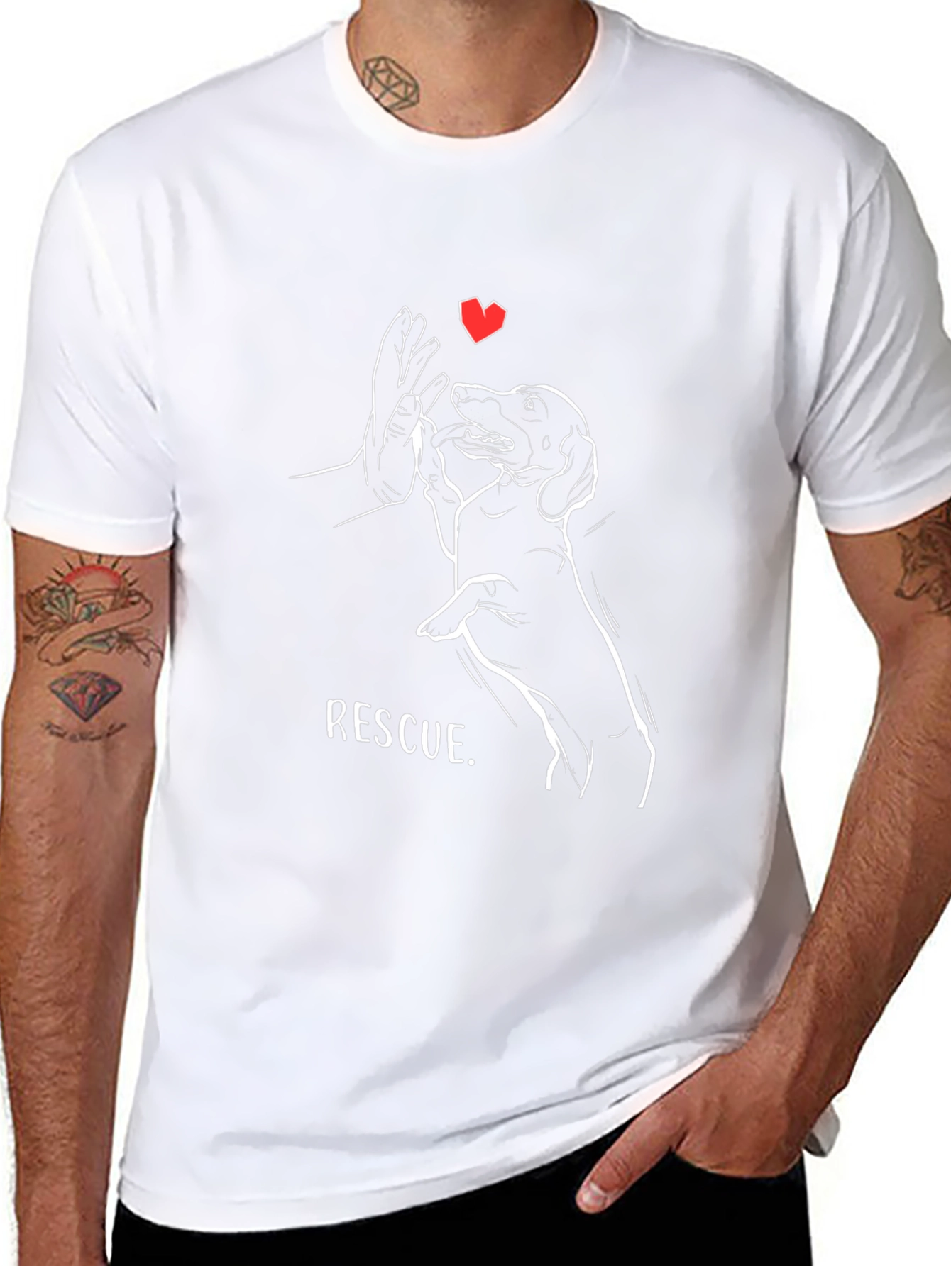 Rescue Dog T-Shirt - Paw High Five Graphic Tee