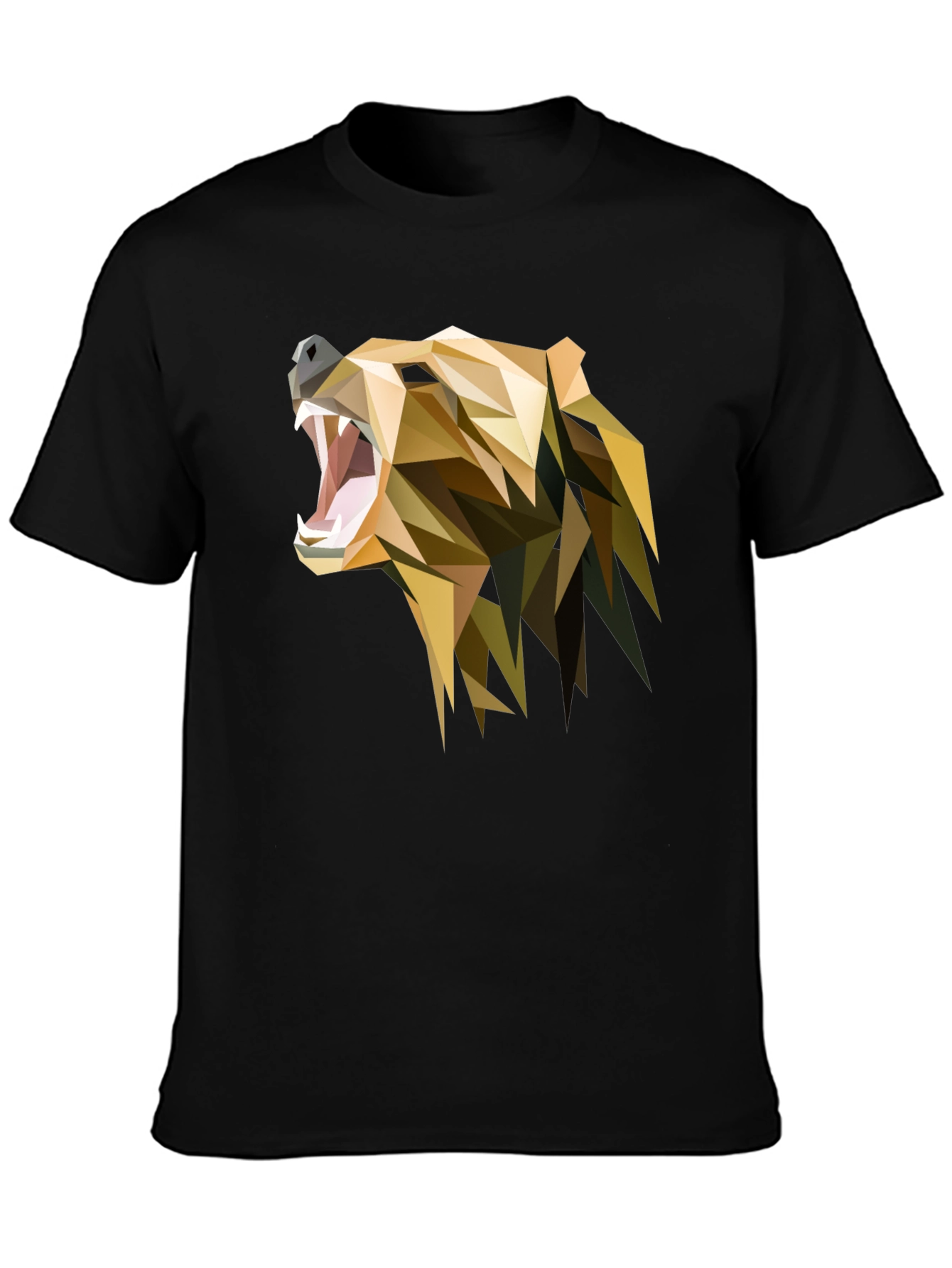 Geometric Bear Graphic Black T-Shirt