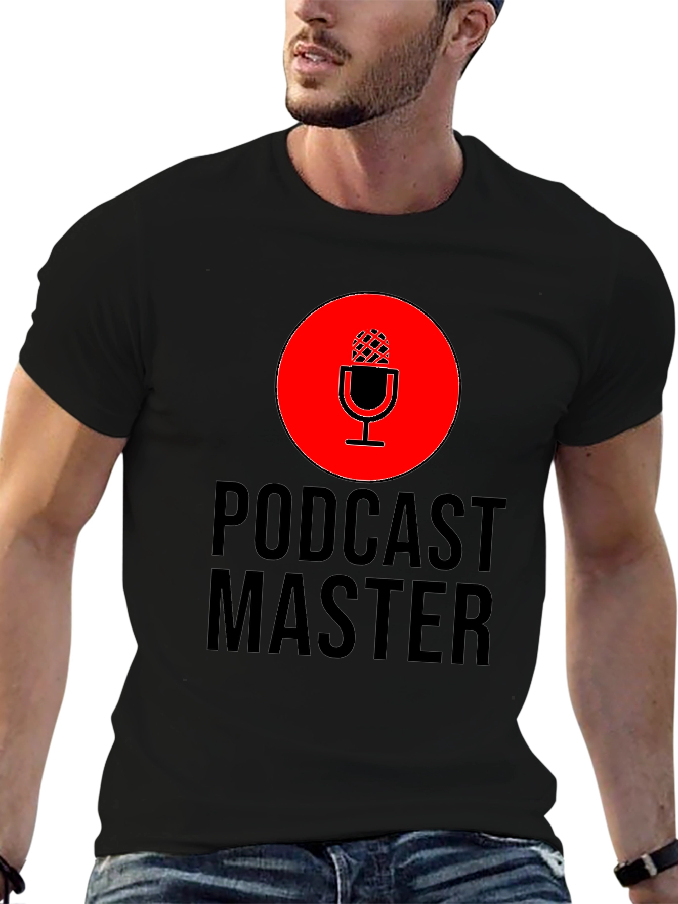 Podcast Master T-Shirt - Black Crew Neck