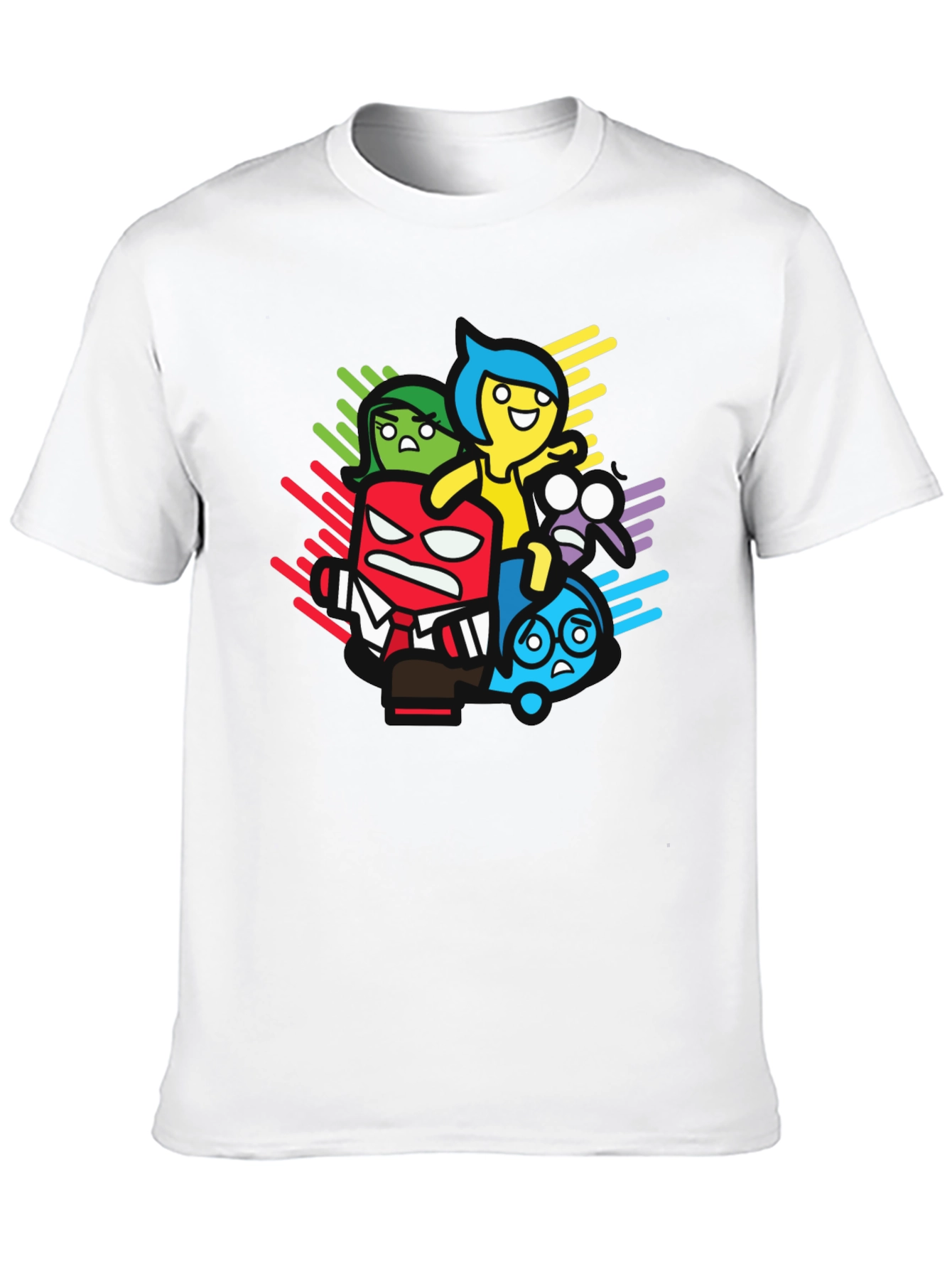 Inside Out Cartoon Graphic Print Black T-Shirt