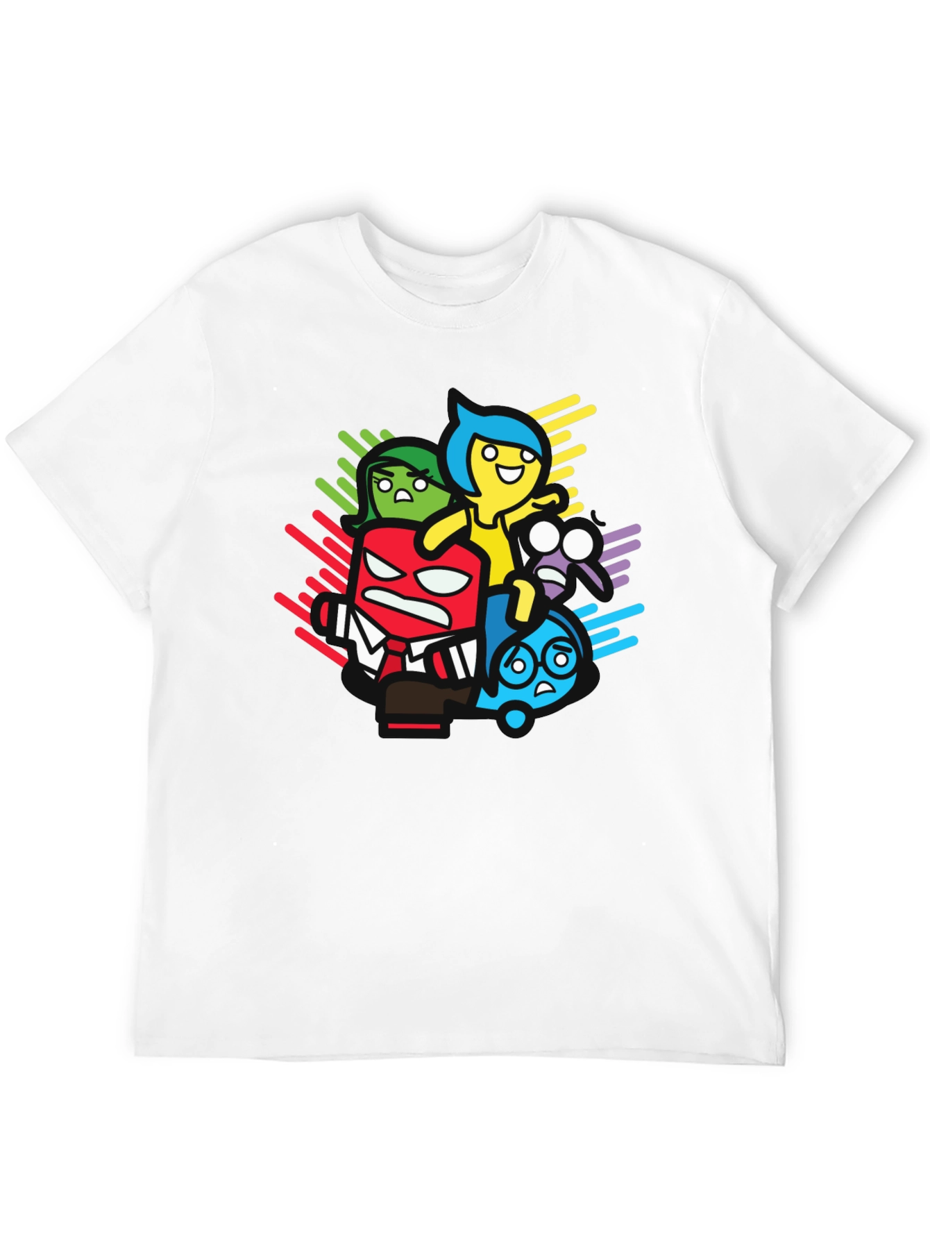 Inside Out Cartoon Graphic Print Black T-Shirt