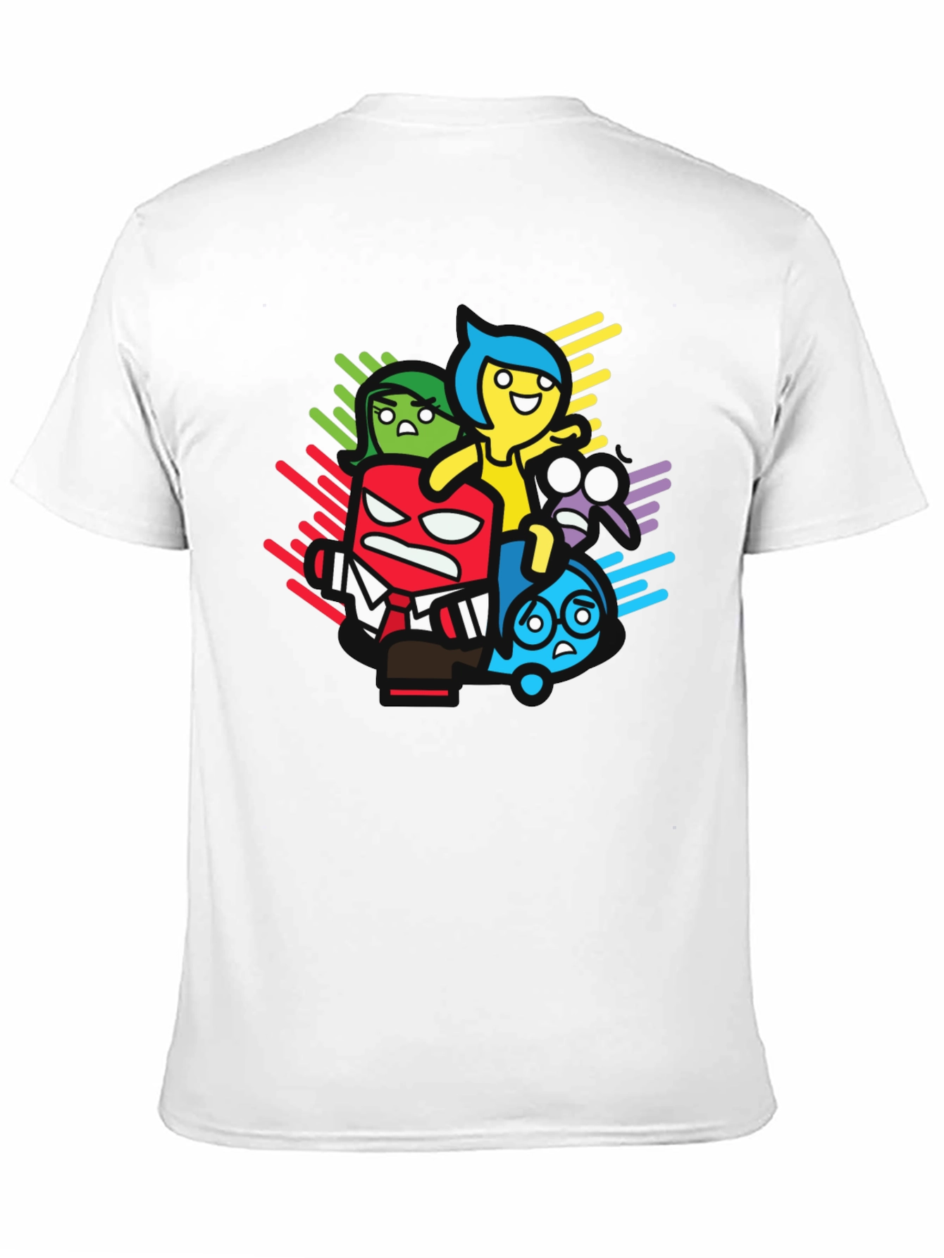 Inside Out Cartoon Graphic Print Black T-Shirt