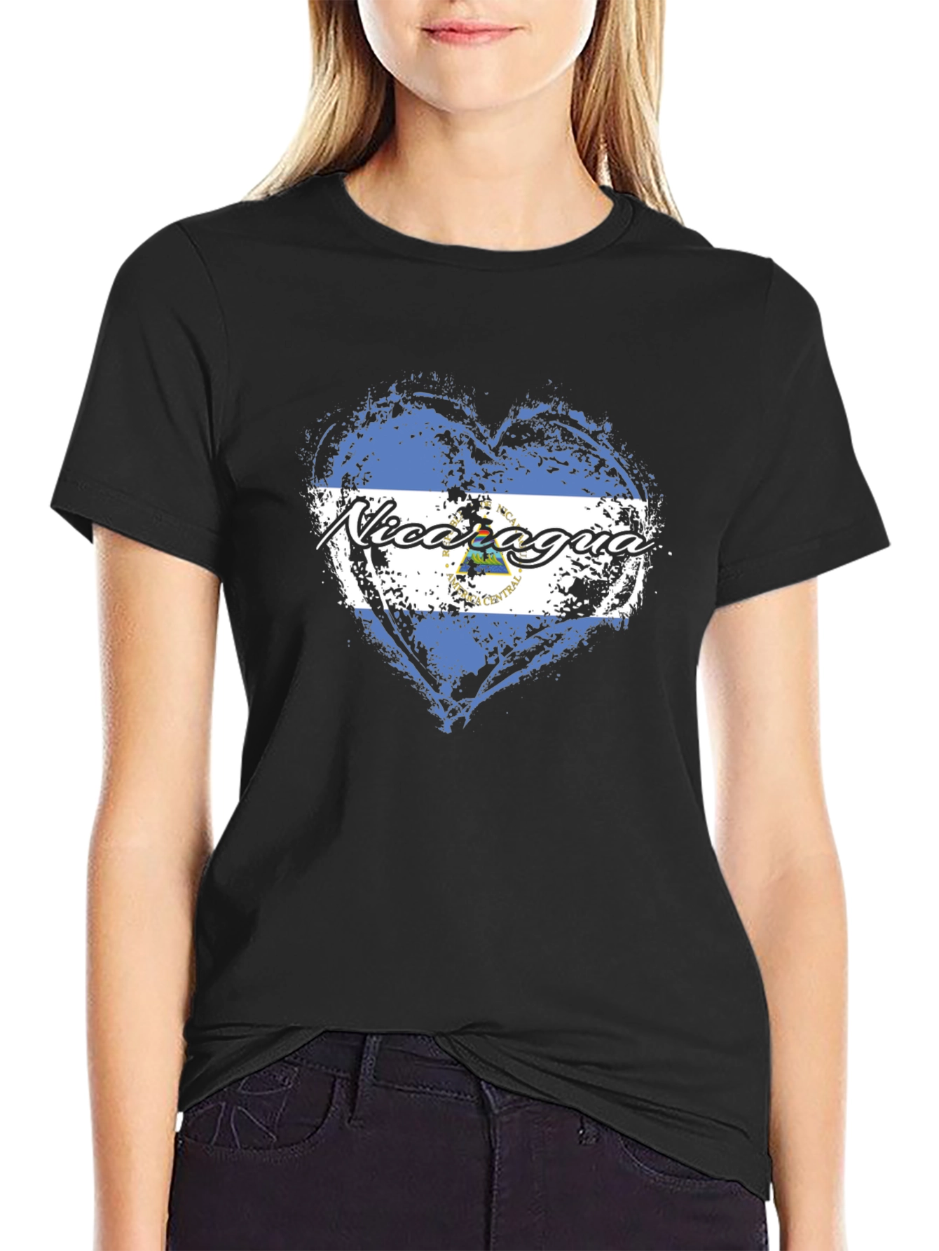 Nicaragua Flag Heart T-Shirt