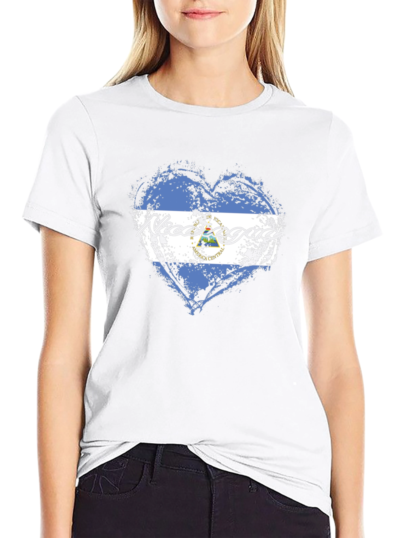 Nicaragua Flag Heart T-Shirt