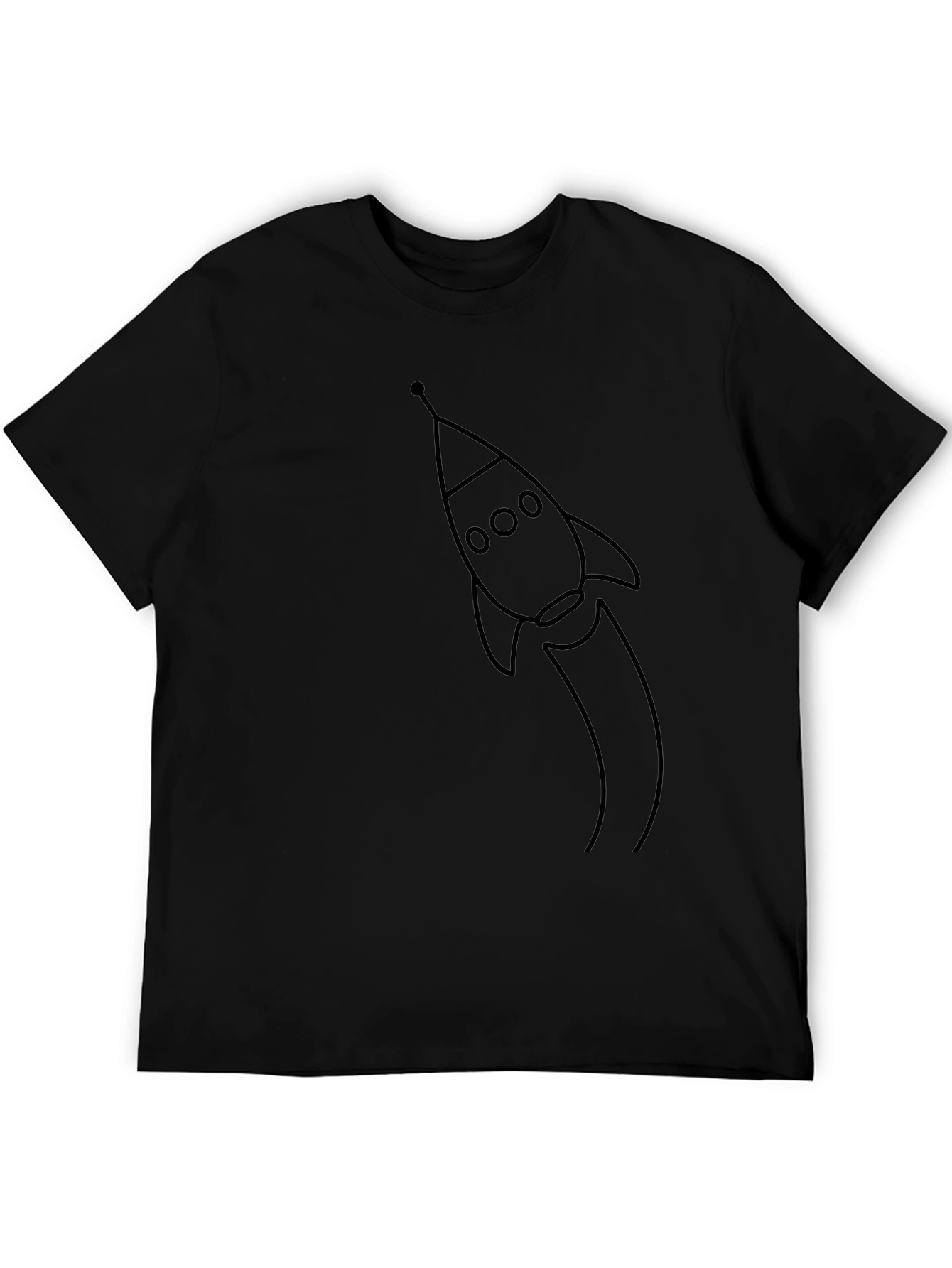 Rocket Ship Graphic Tee - Black Cotton Blend