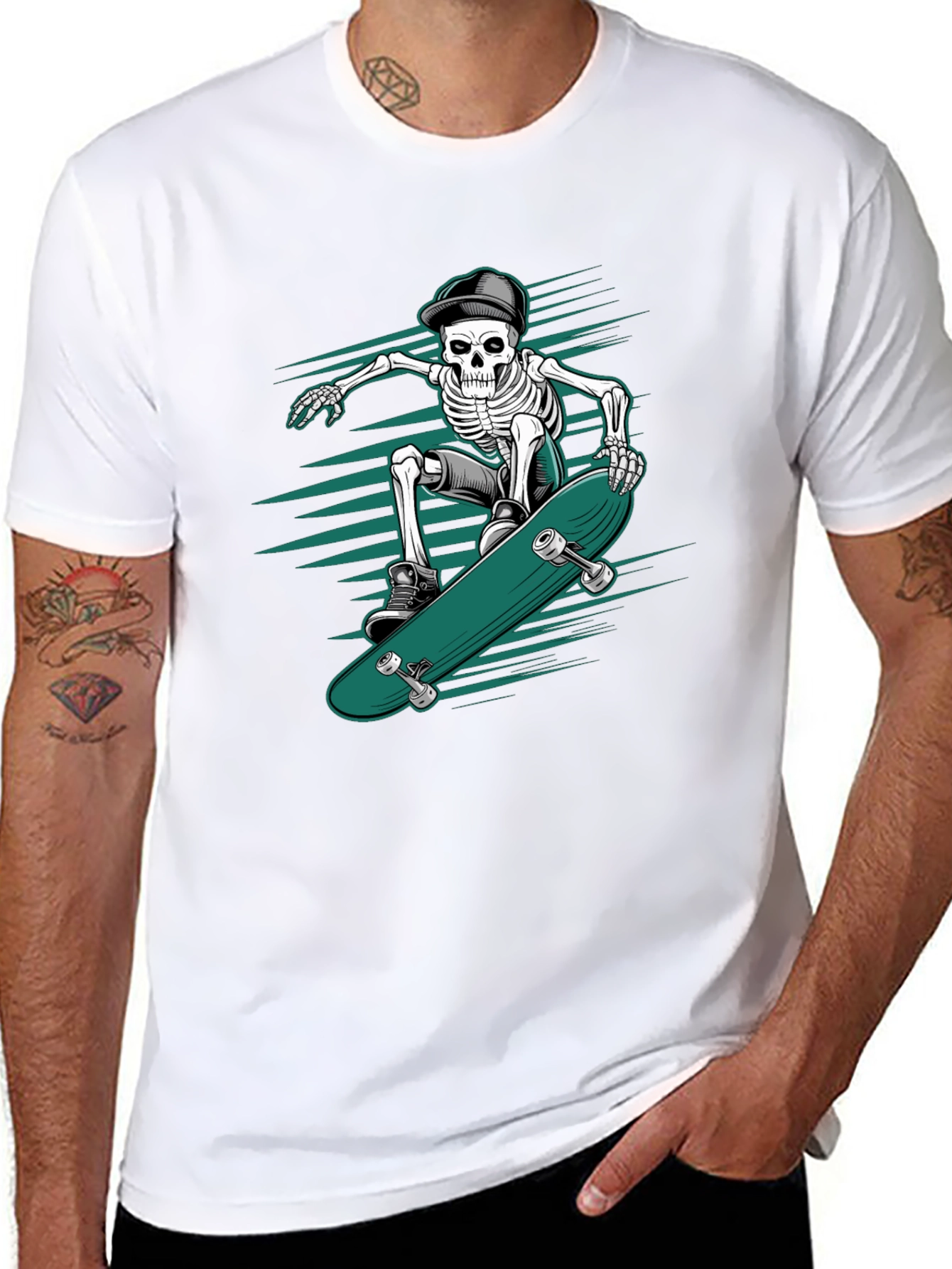 Skateboarding Skeleton Graphic Tee - Cool & Edgy Design