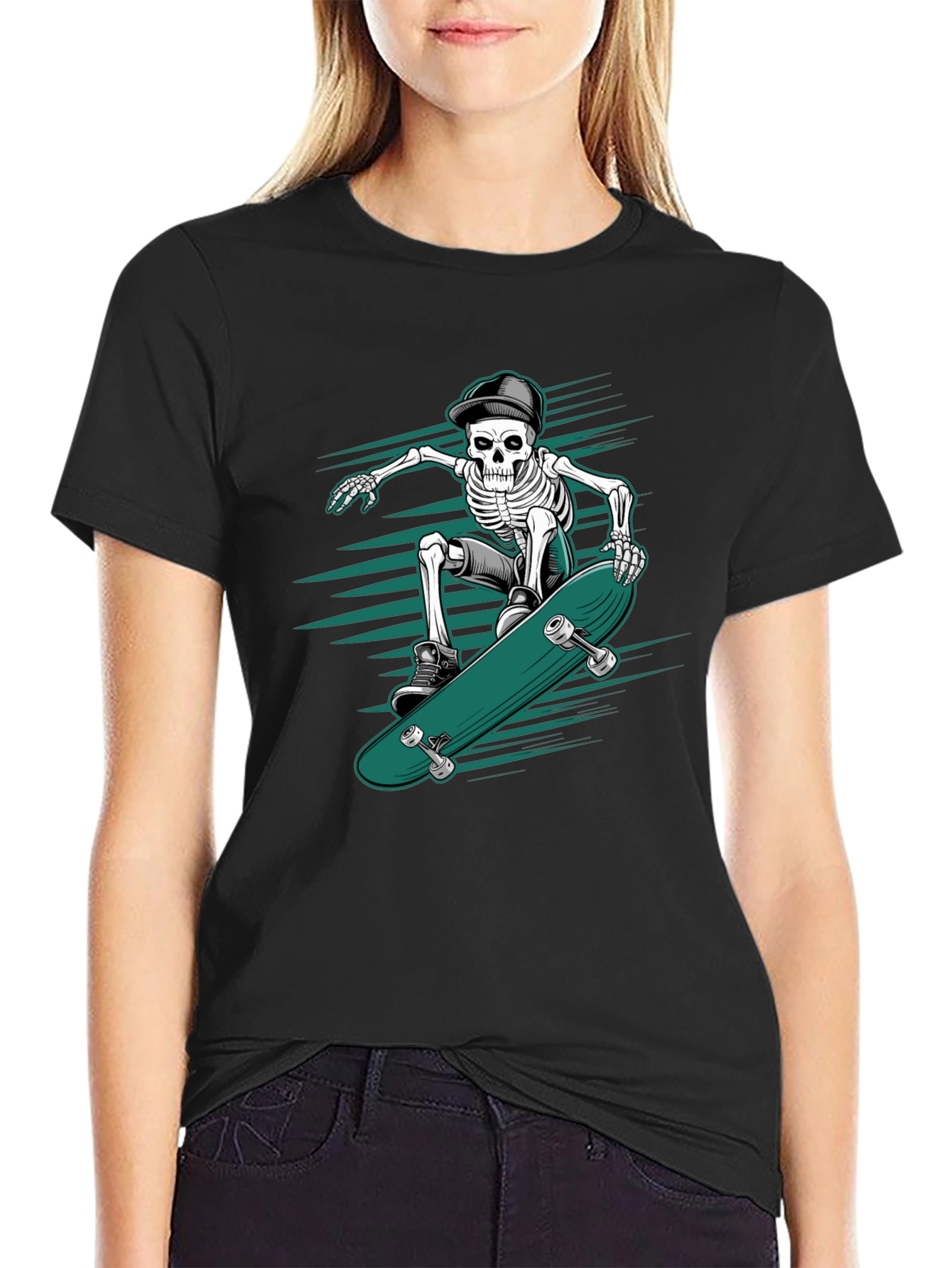 Skateboarding Skeleton Graphic Tee - Cool & Edgy Design