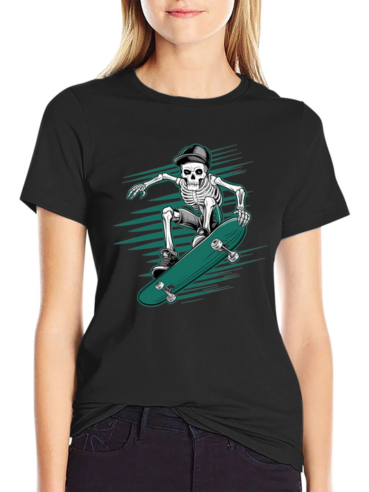 Skateboarding Skeleton Graphic Tee - Cool & Edgy Design