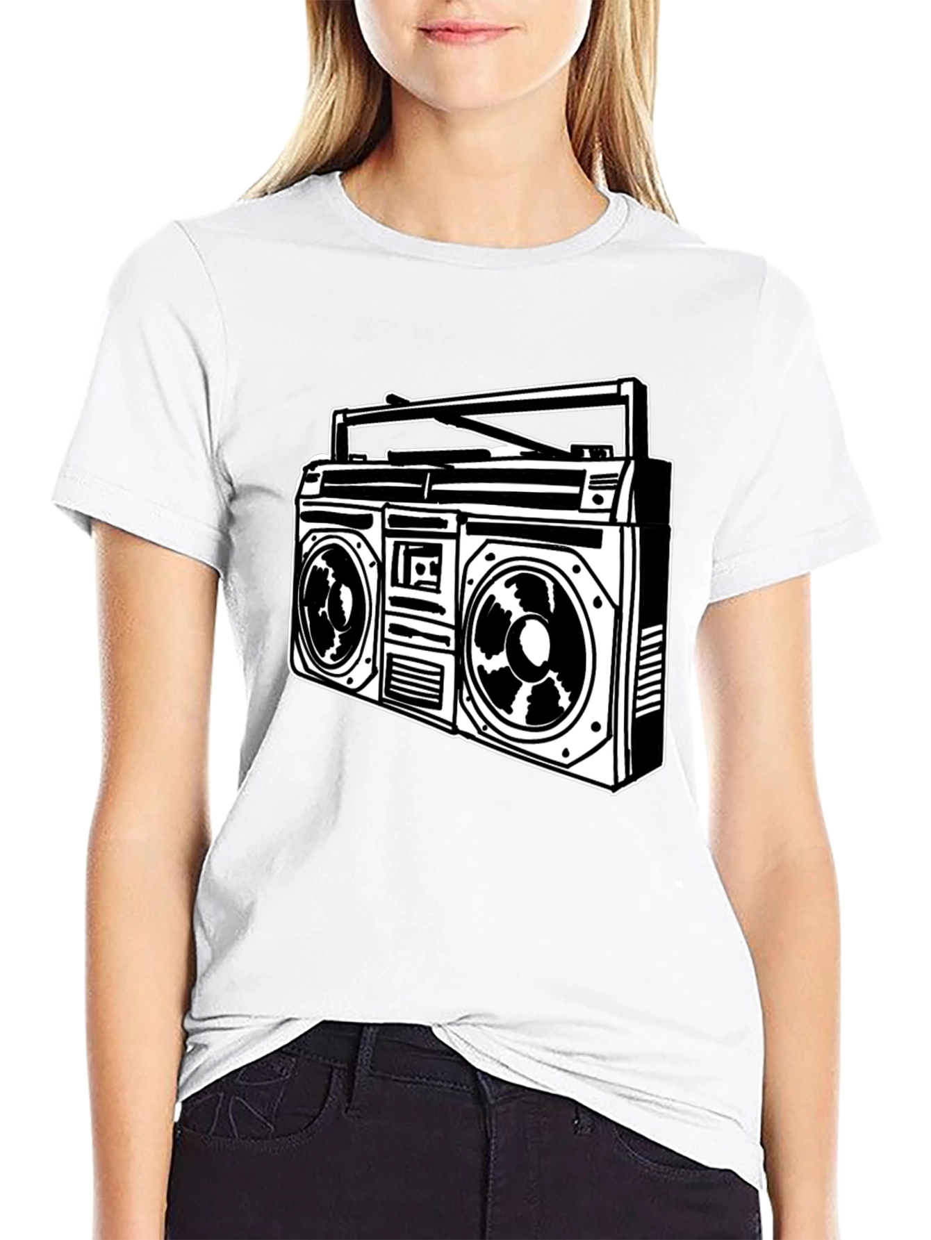 Retro Boombox Graphic Tee - Classic Style