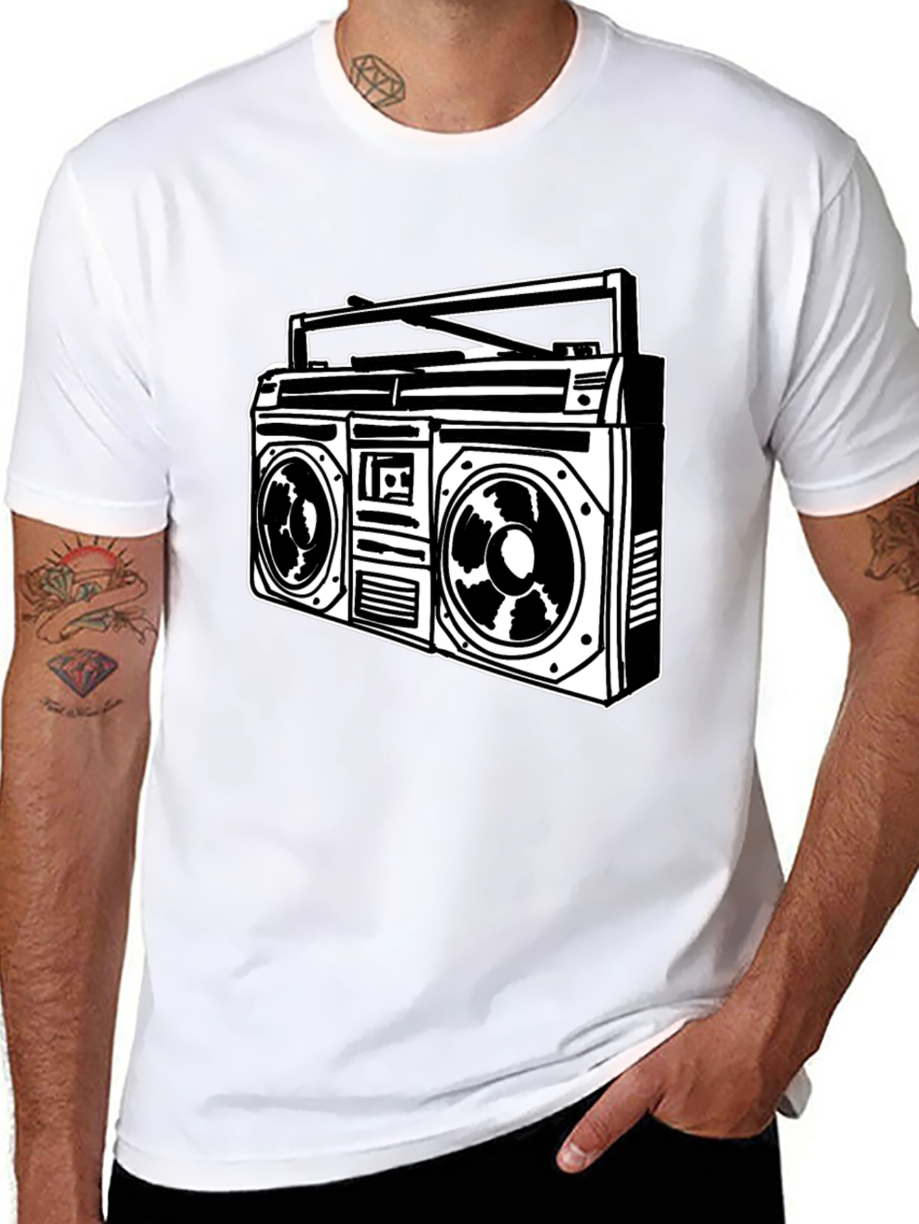 Retro Boombox Graphic Tee - Classic Style