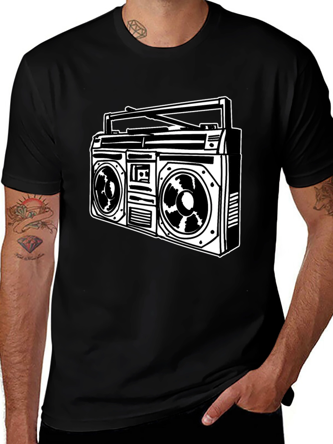 Retro Boombox Graphic Tee - Classic Style