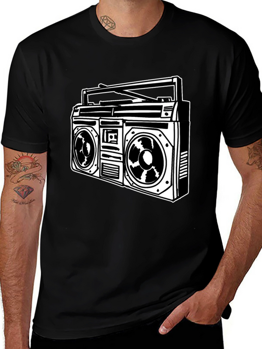 Retro Boombox Graphic Tee - Classic Style