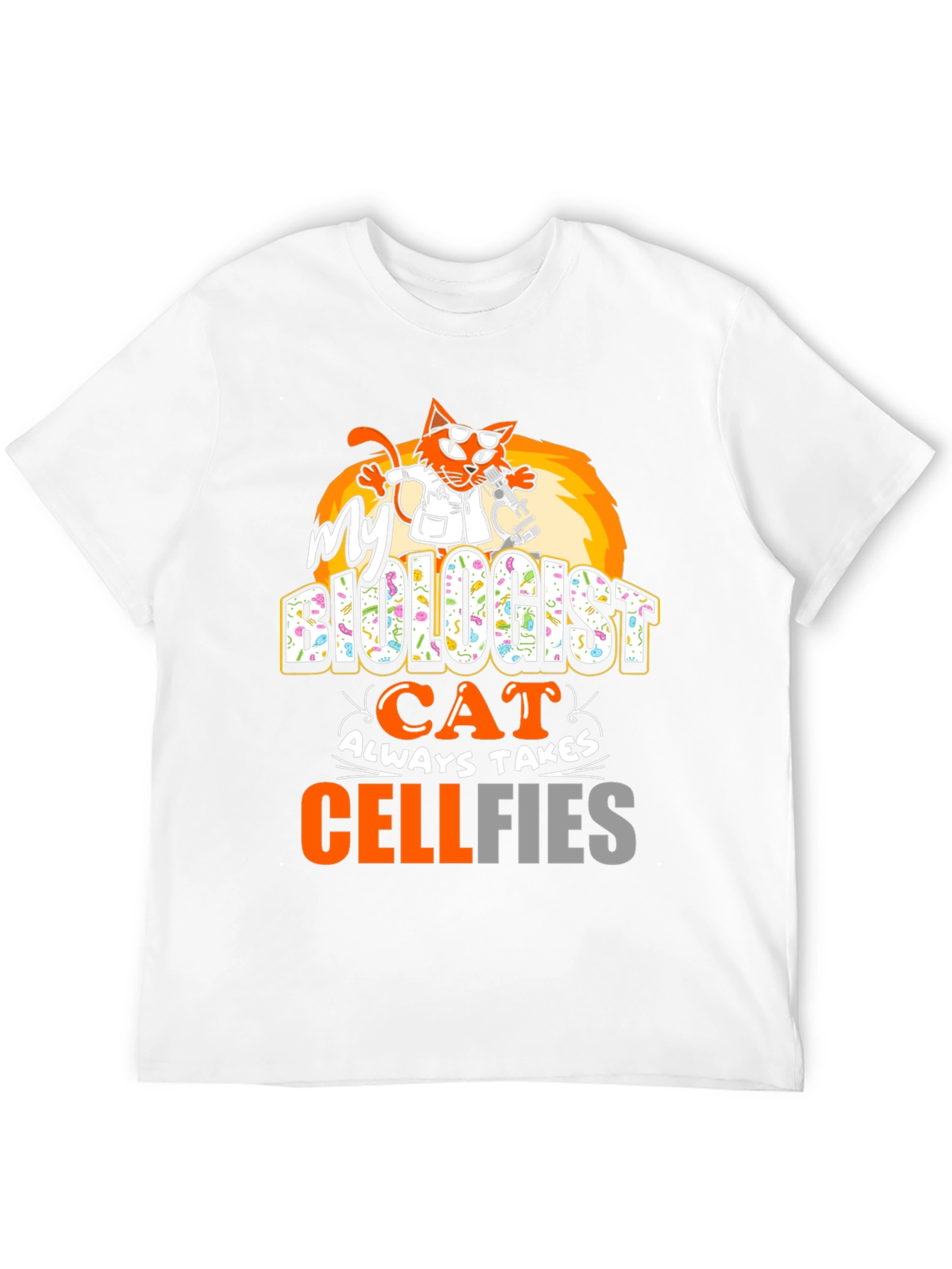 Biologist Cat Cellfies Graphic Tee