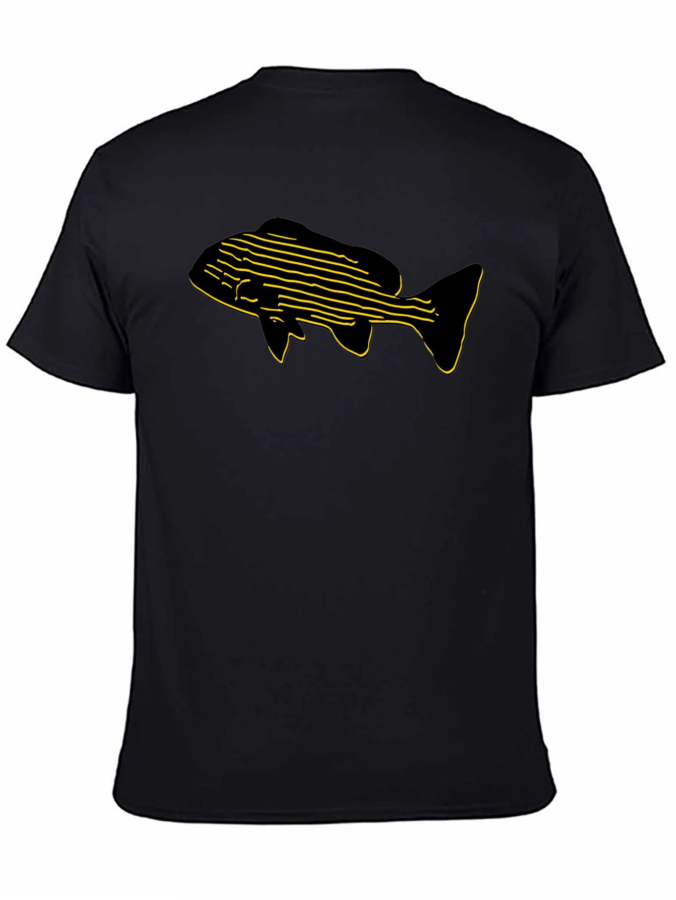 Black T-Shirt with Fish Graphic