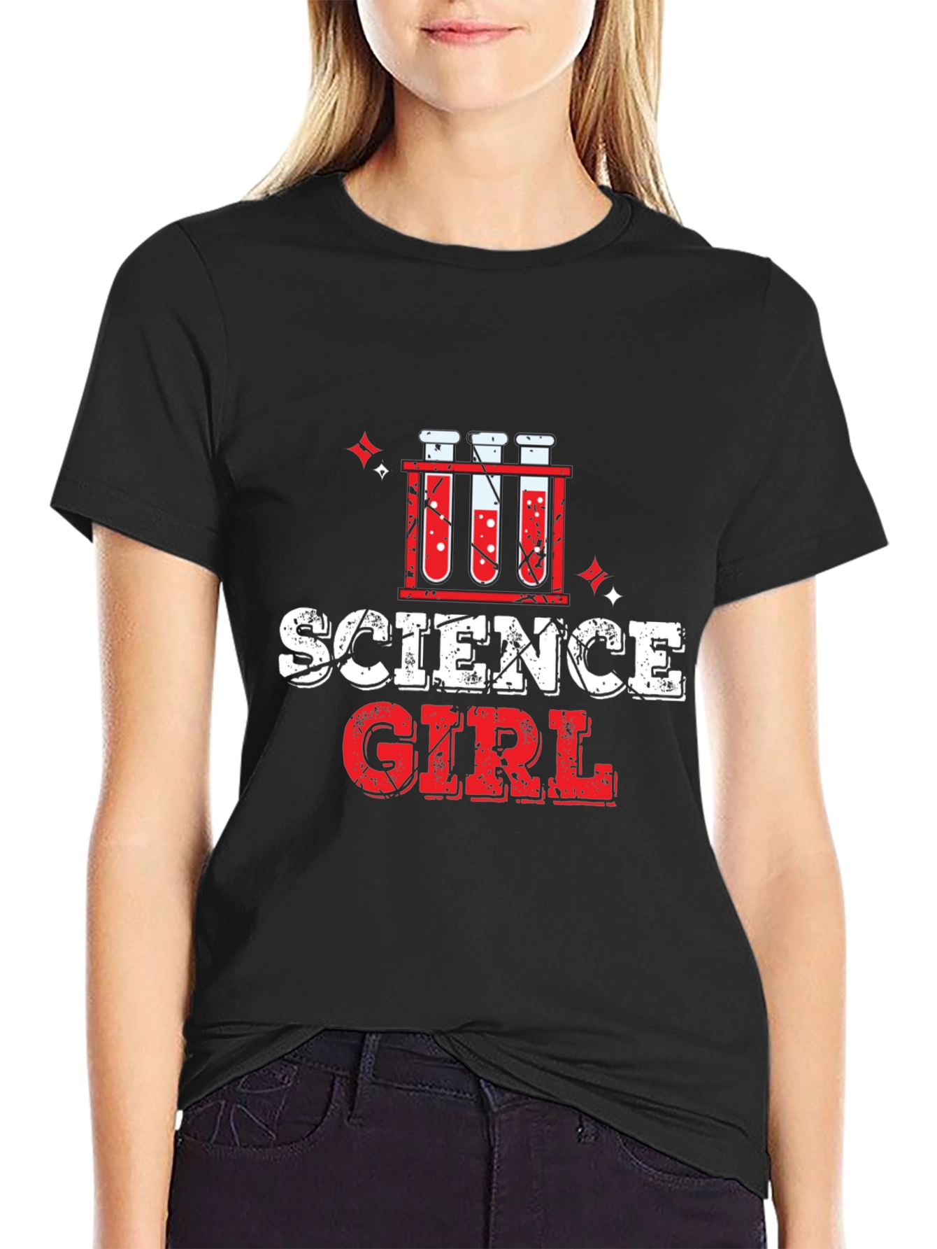 Science Girl T-Shirt - Black Cotton Blend