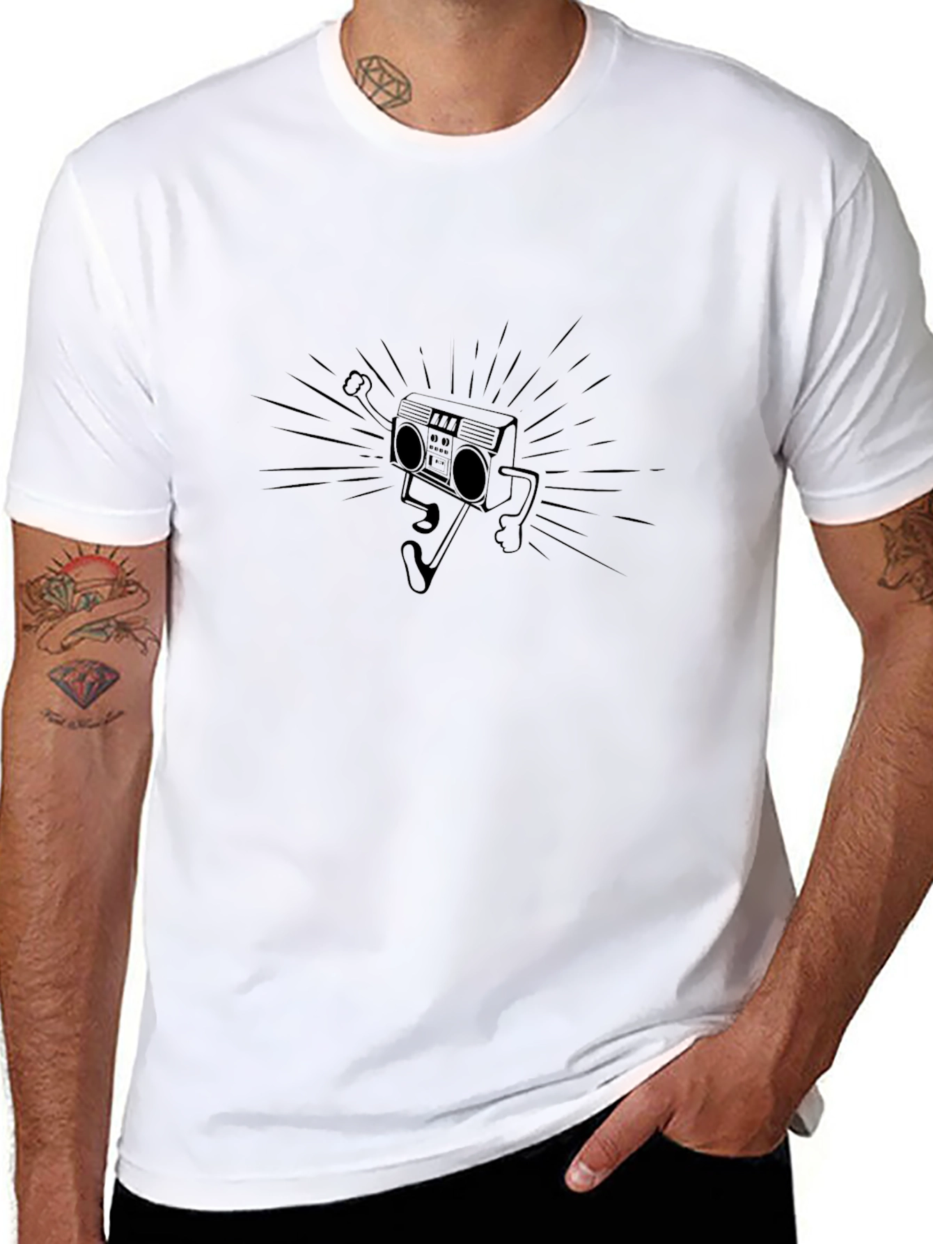 Retro Boombox Graphic Black T-Shirt