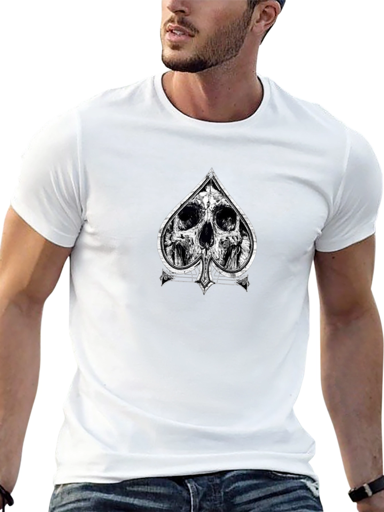 Skull Spade Graphic Tee - Unique Design