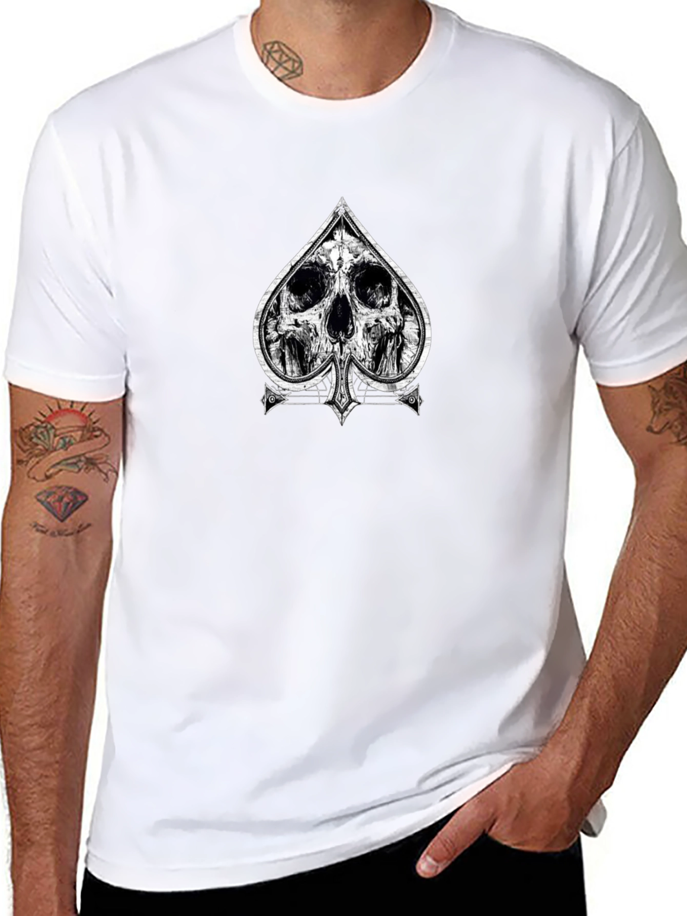 Skull Spade Graphic Tee - Unique Design