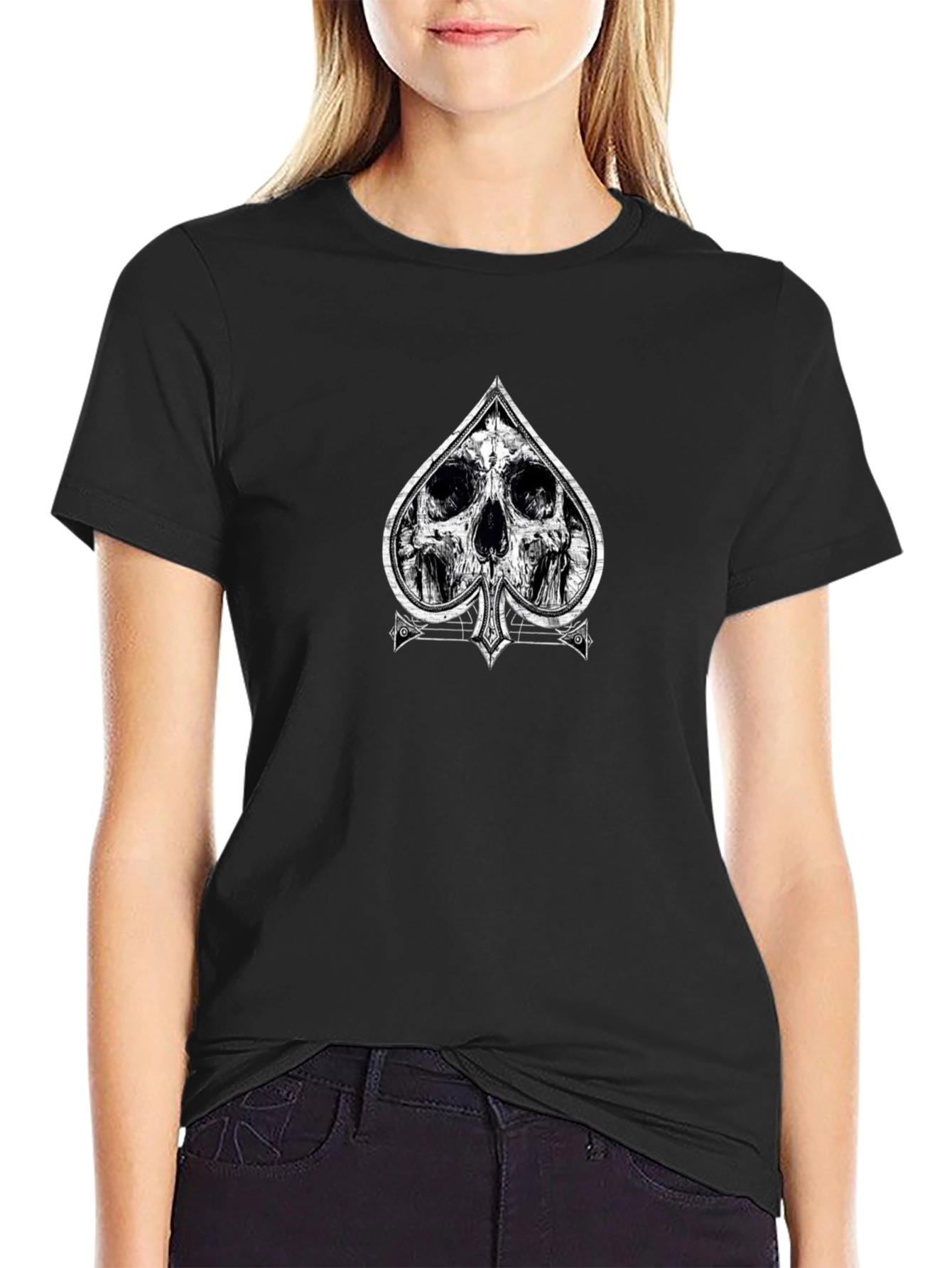 Skull Spade Graphic Tee - Unique Design