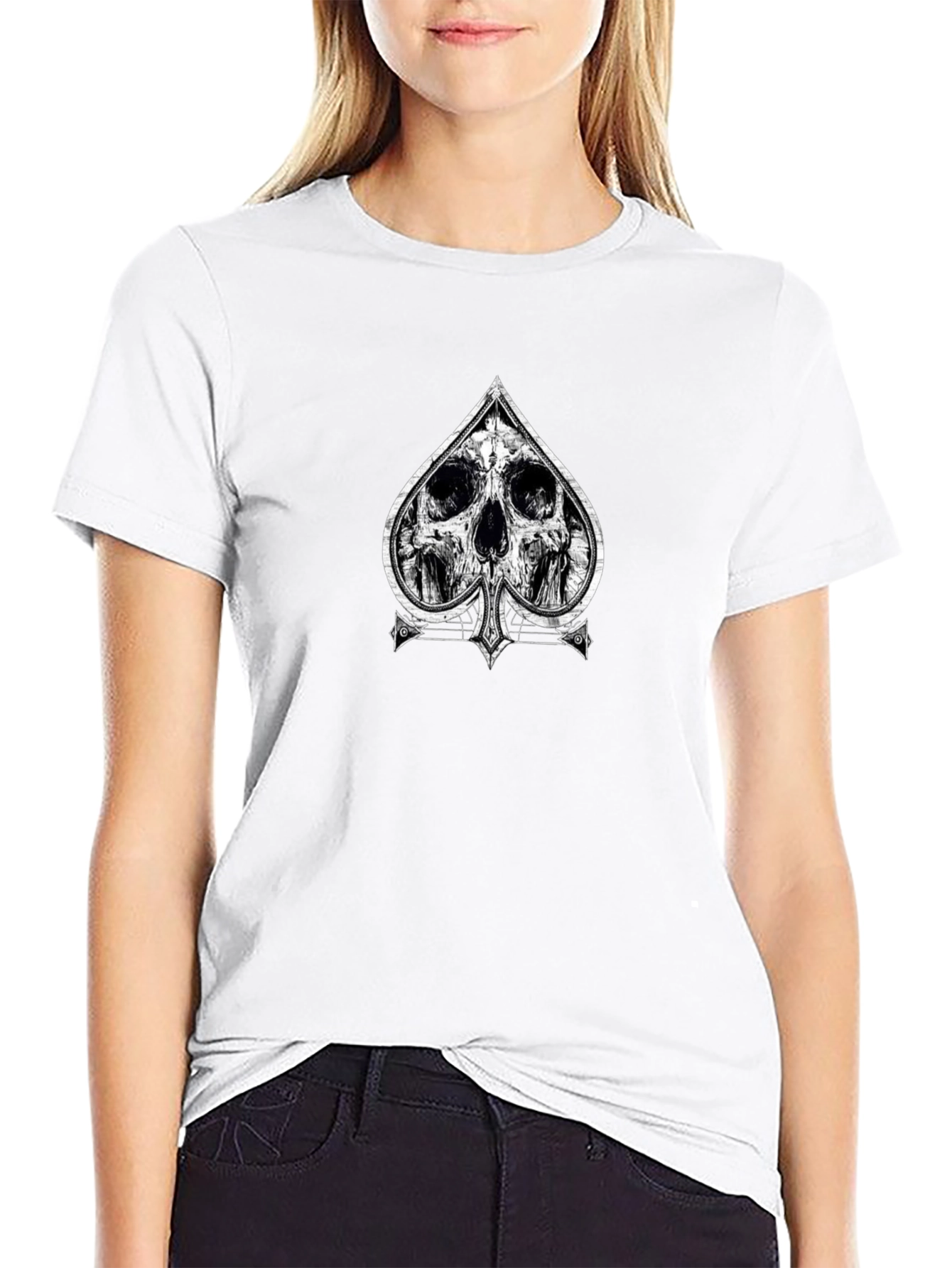Skull Spade Graphic Tee - Unique Design
