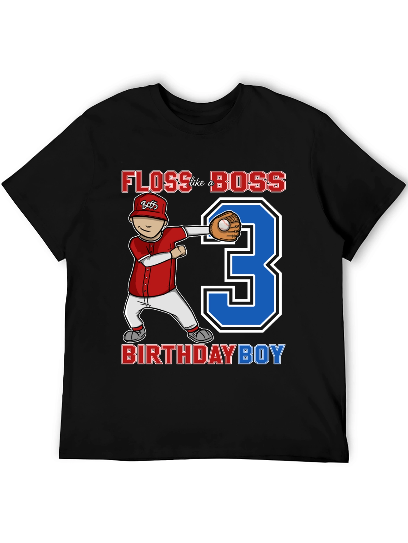 Floss Like a Boss Birthday Boy Baseball T-Shirt