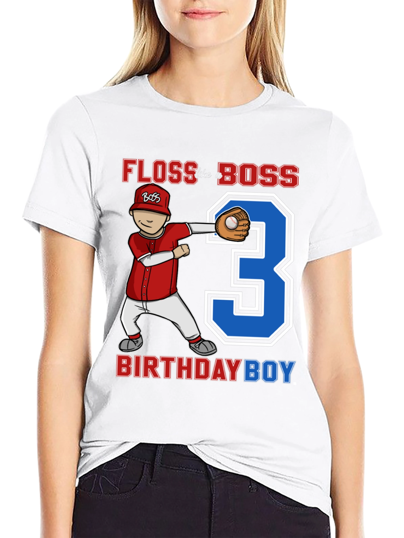 Floss Like a Boss Birthday Boy Baseball T-Shirt