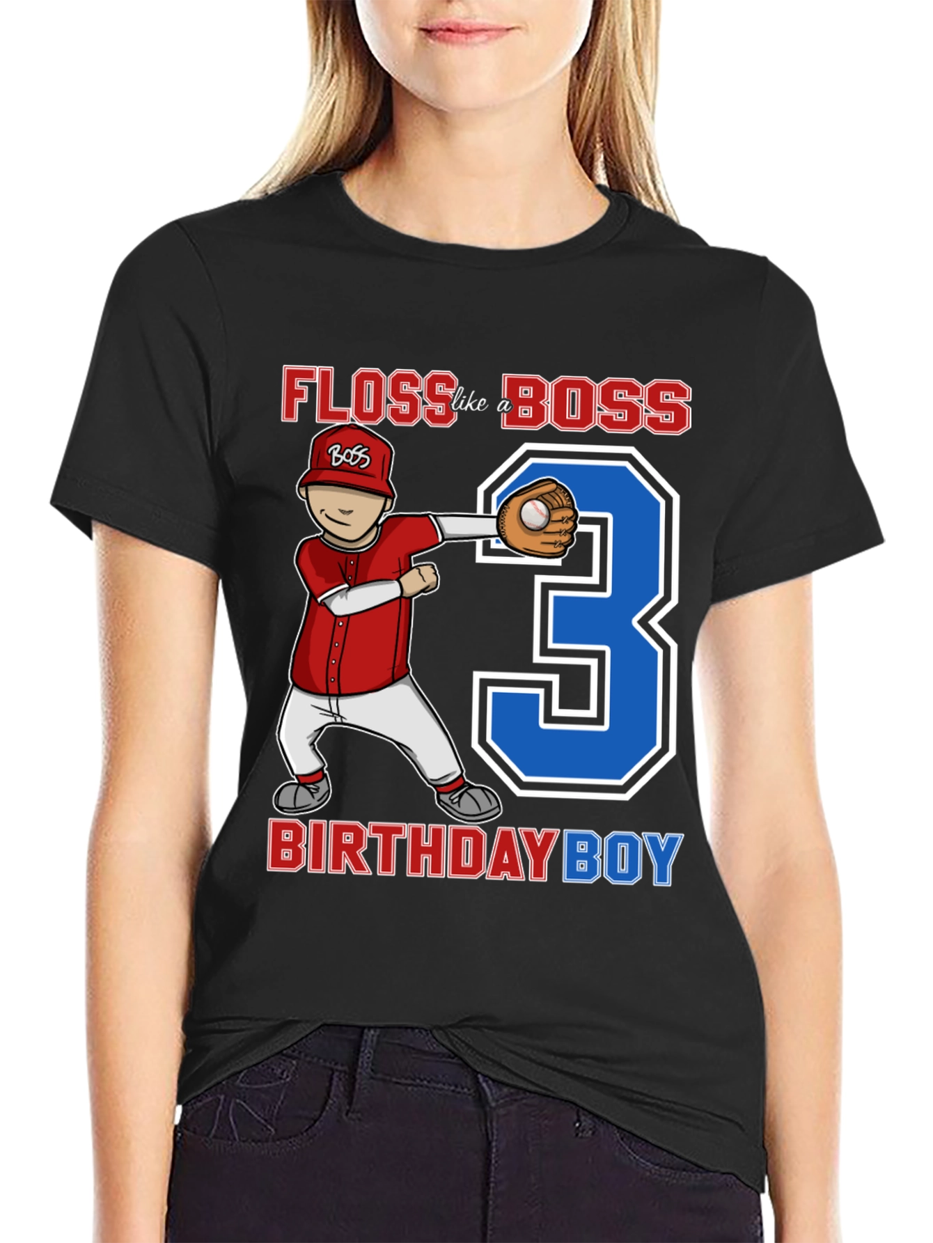 Floss Like a Boss Birthday Boy Baseball T-Shirt