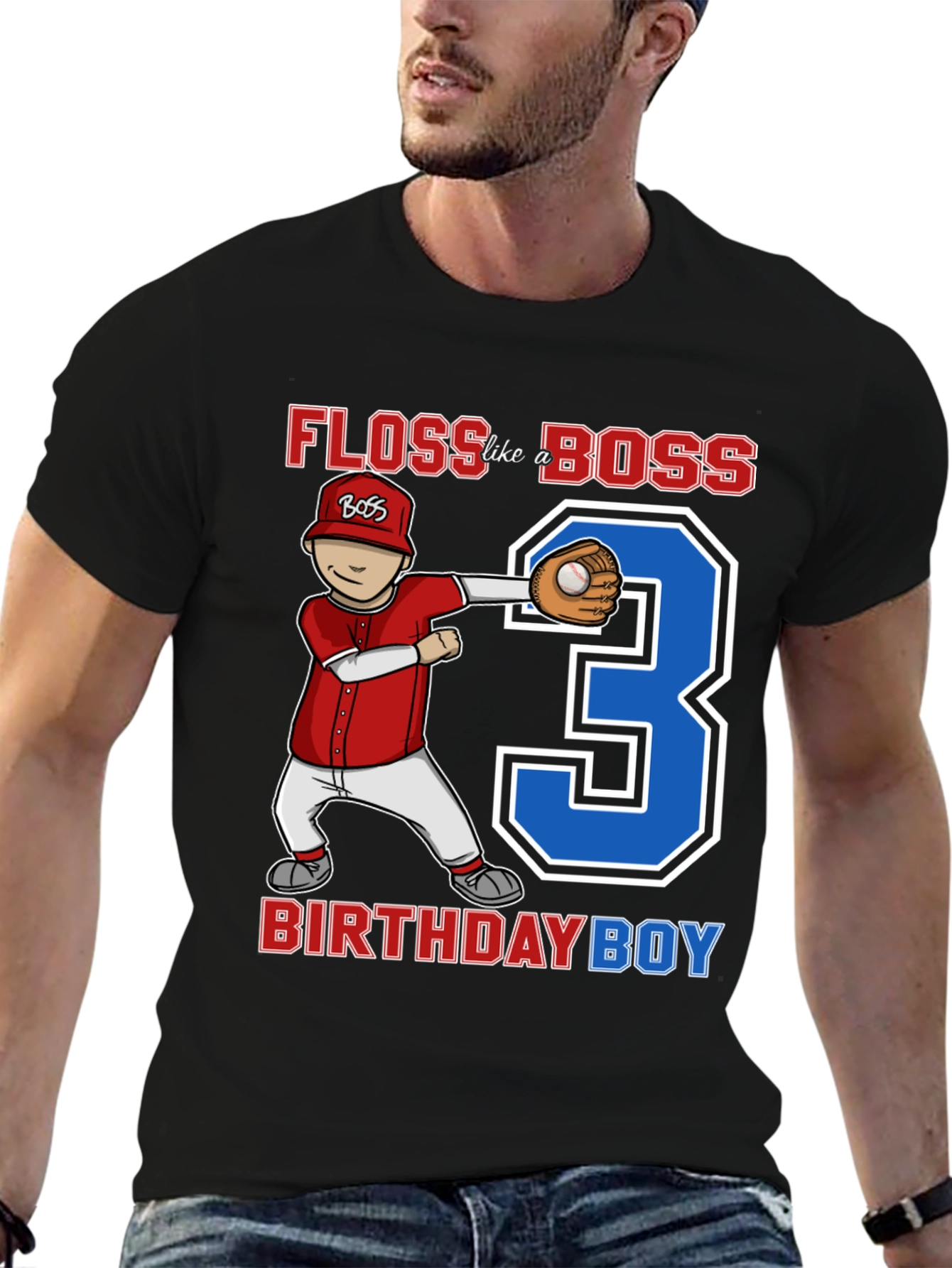 Floss Like a Boss Birthday Boy Baseball T-Shirt