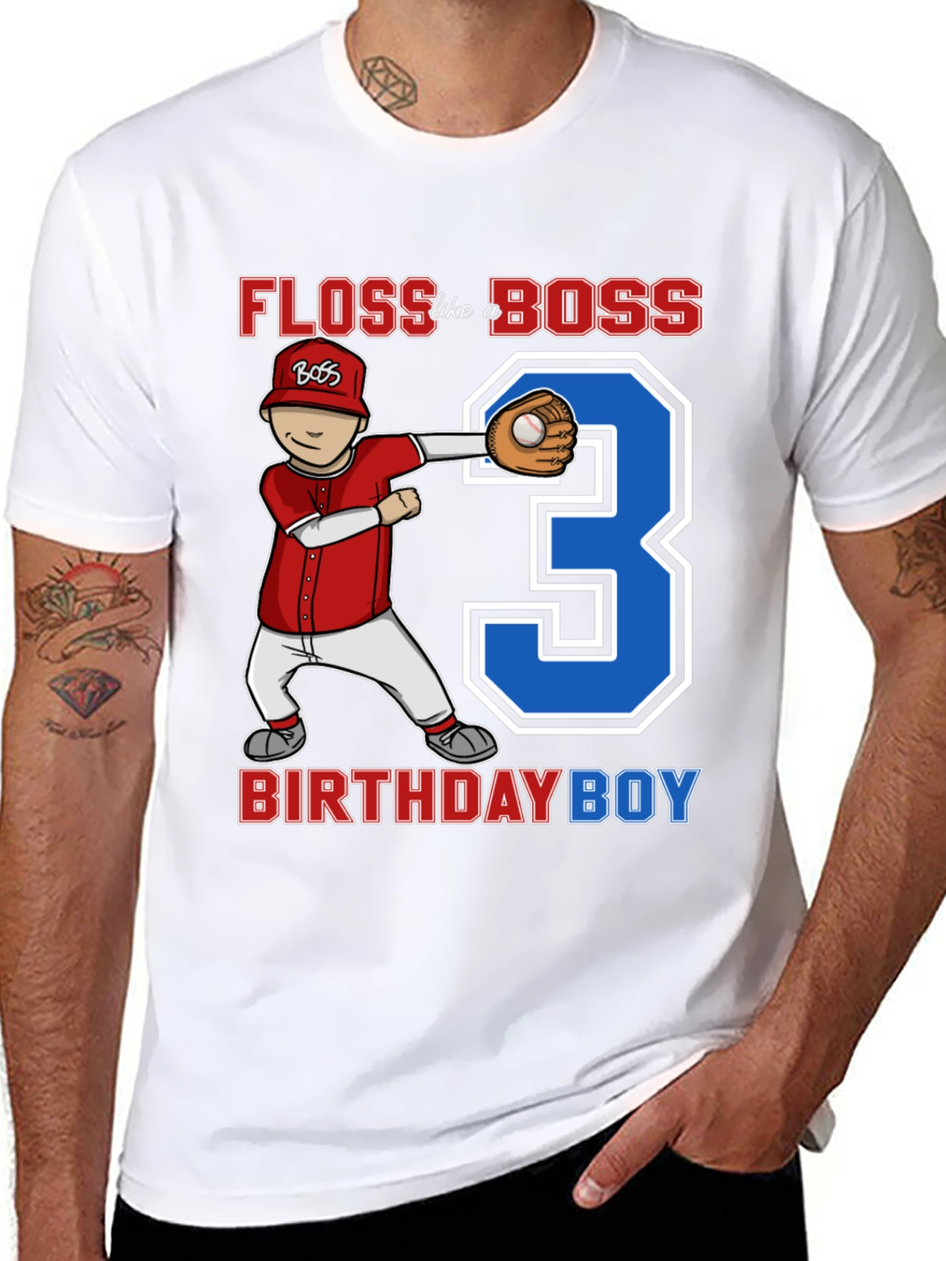 Floss Like a Boss Birthday Boy Baseball T-Shirt