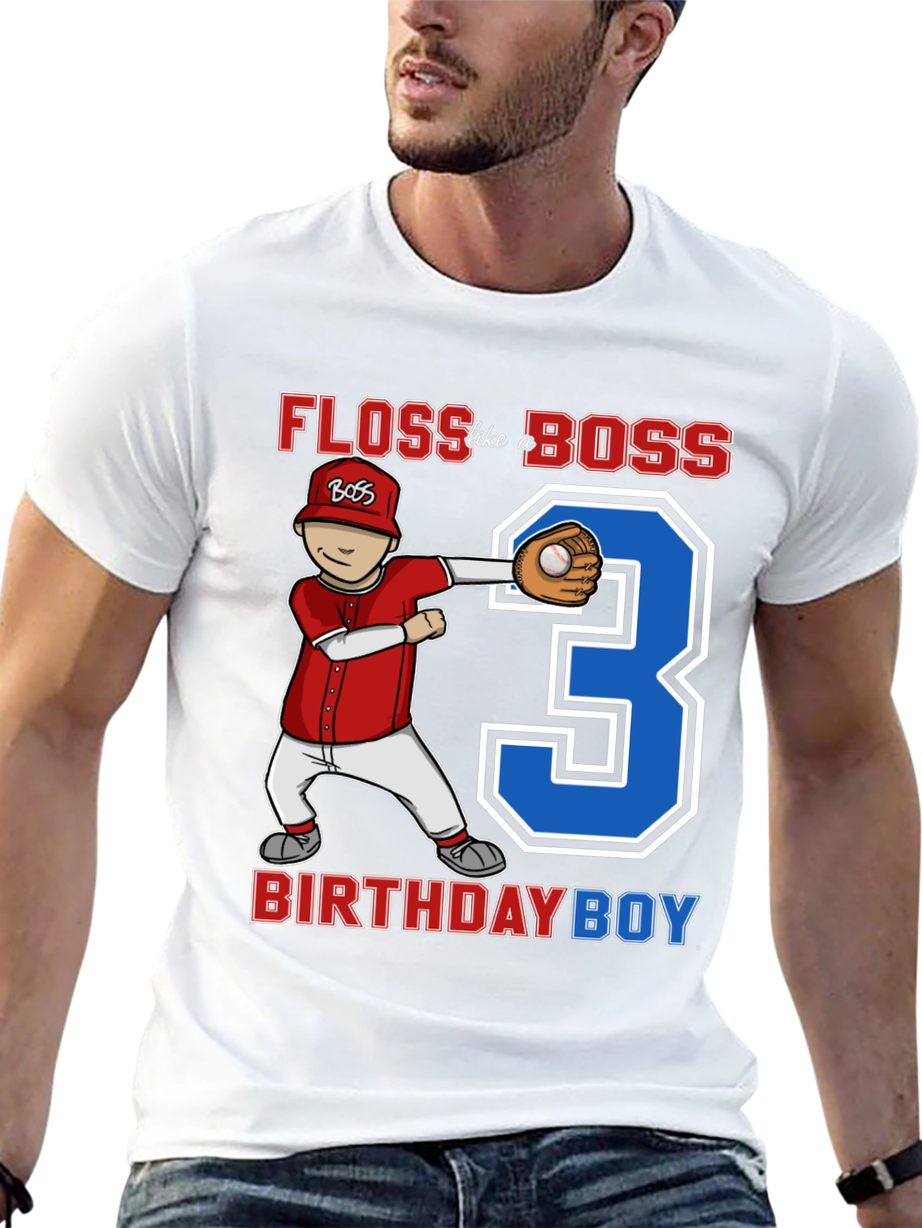Floss Like a Boss Birthday Boy Baseball T-Shirt