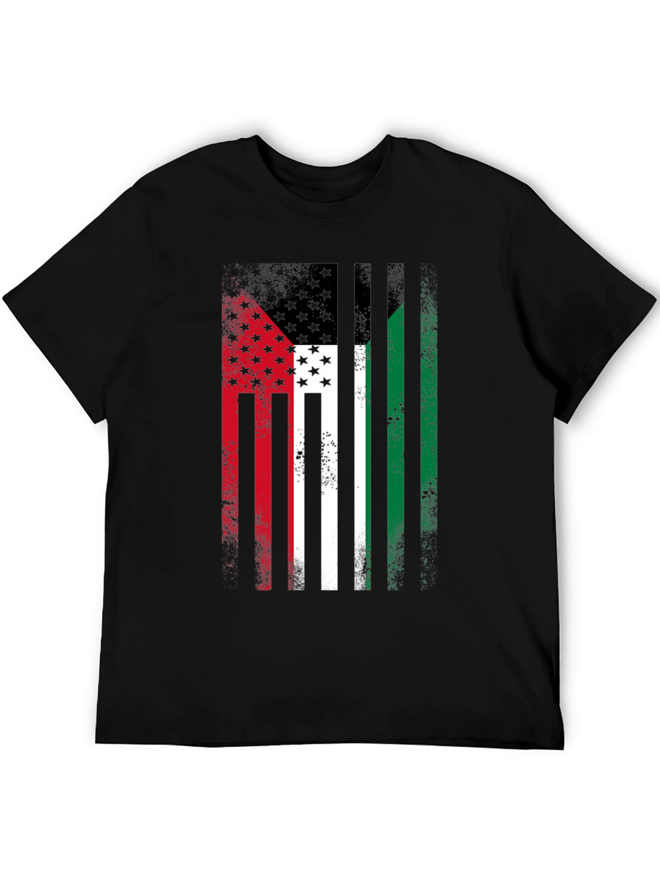 USA & Palestine Flag Faded T-Shirt