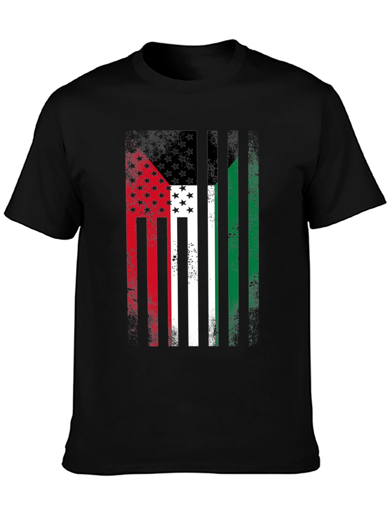 USA & Palestine Flag Faded T-Shirt