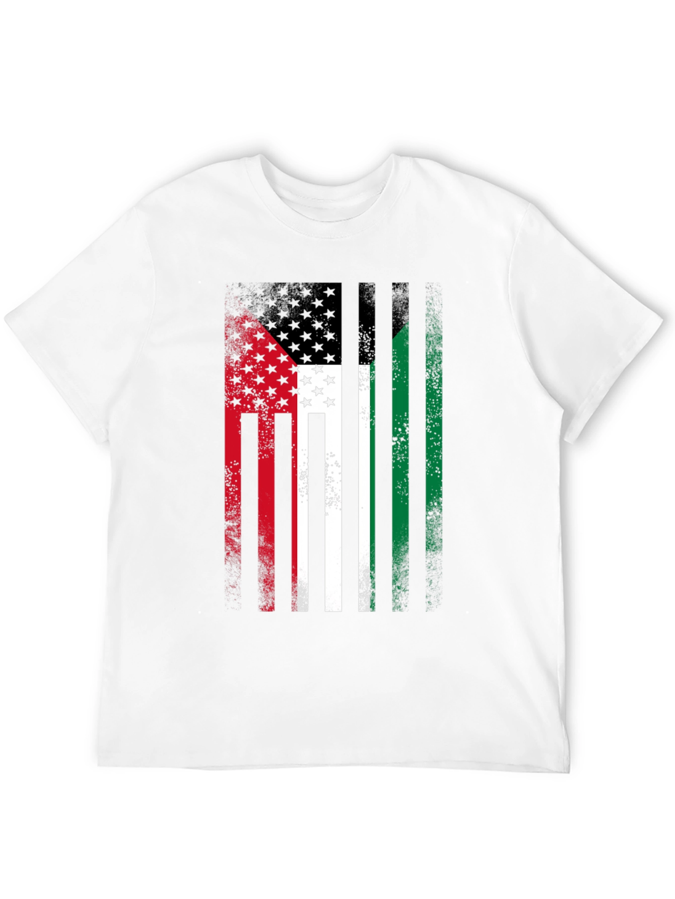 USA & Palestine Flag Faded T-Shirt