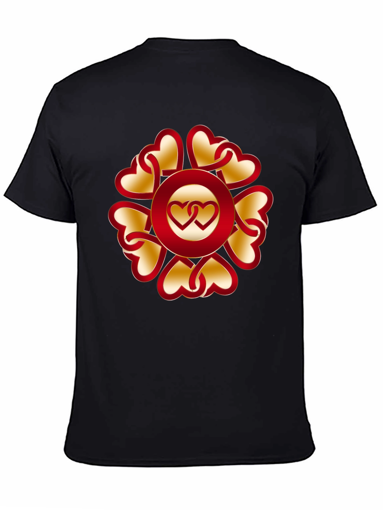 Heart Pattern Black T-Shirt